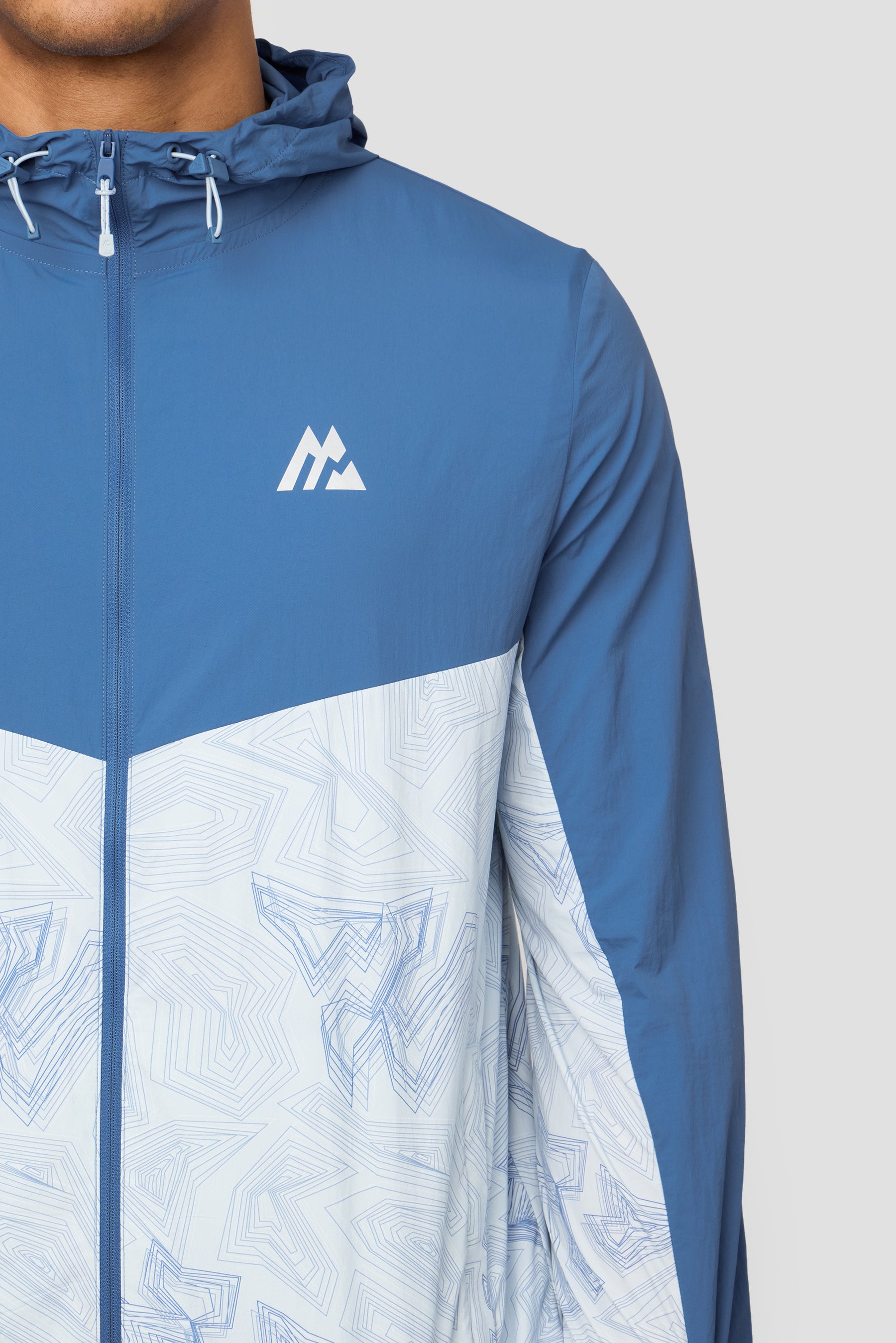 Geo M Print Windbreaker - Charcoal Blue/Summer Mist