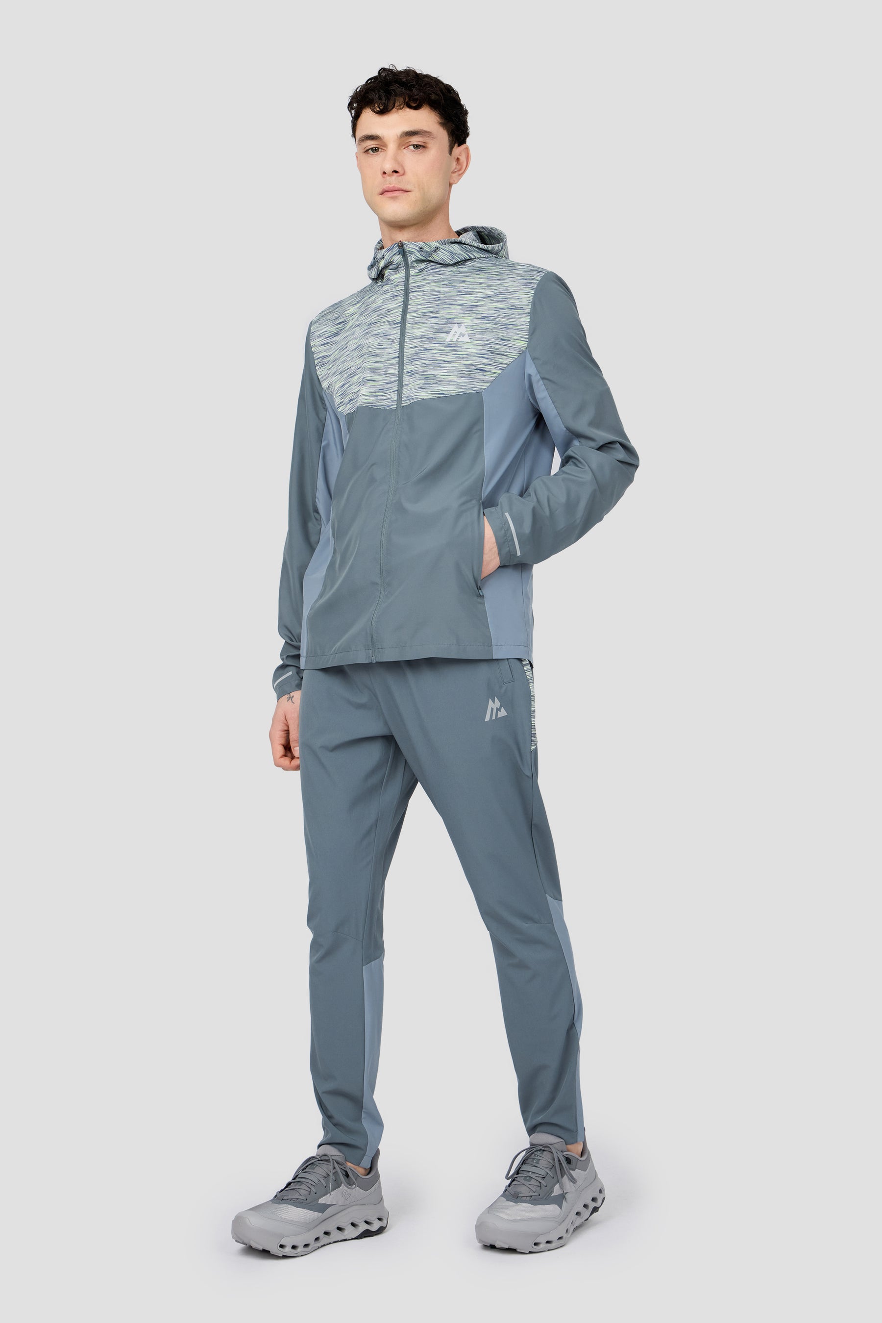 Trail Panel Running Pant - Grey/Green/White