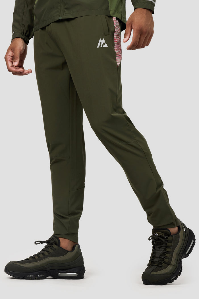 Trail Panel Running Pant - Khaki/Pink/Red