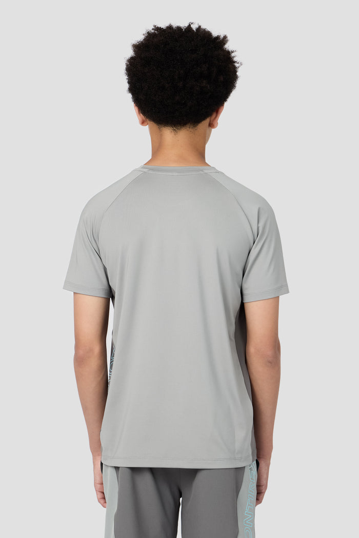Boys Optic T-Shirt - Platinum Grey/Cement Grey/Neon Sky