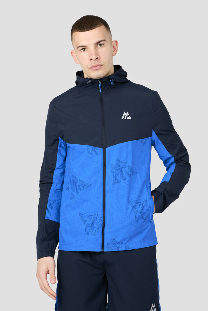 Geo M Print Windbreaker - Midnight Blue/Celestial Blue