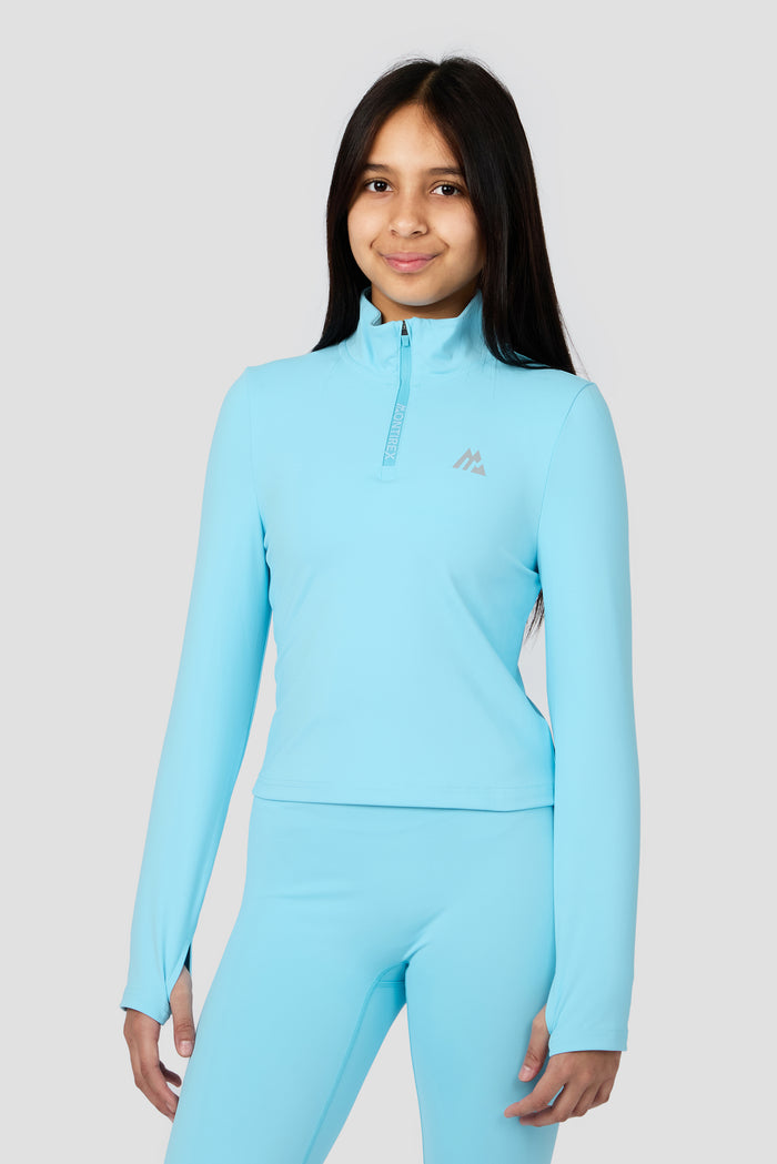 Girls Icon 1/4 Zip - Seashell Blue