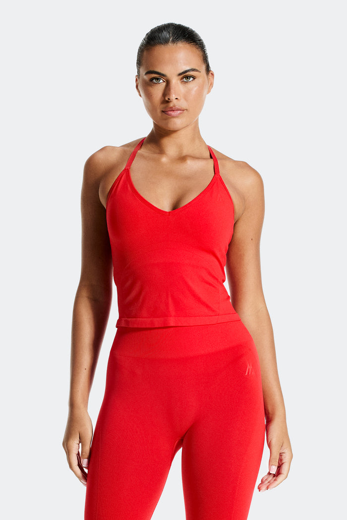 Muse Seamless Halter Neck Tank - Poppy Red