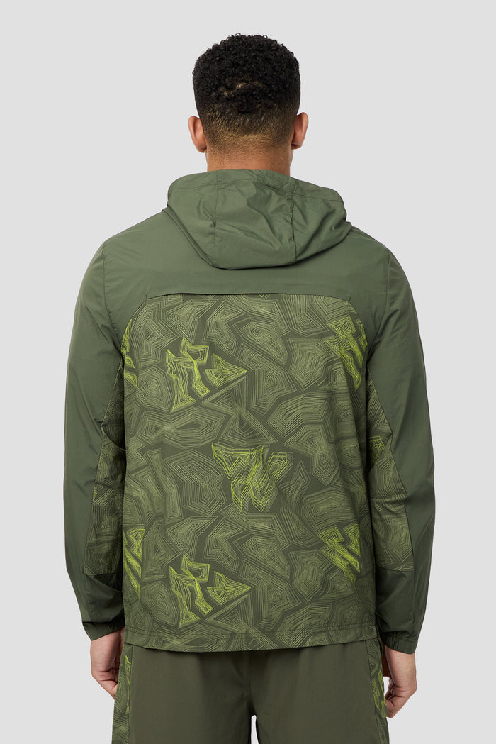 Geo M Print Windbreaker - Elm