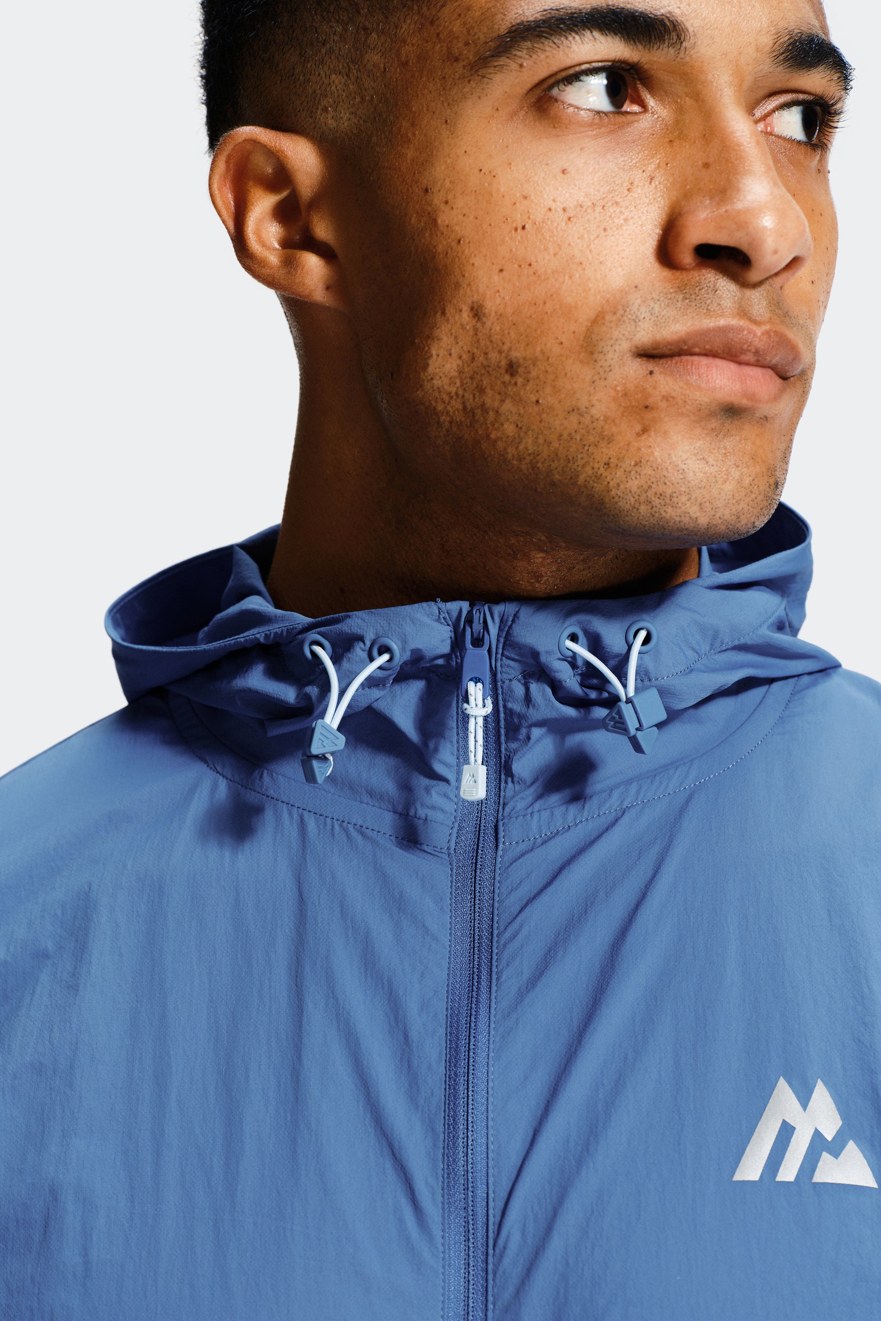 Geo M Print Windbreaker - Charcoal Blue/Summer Mist