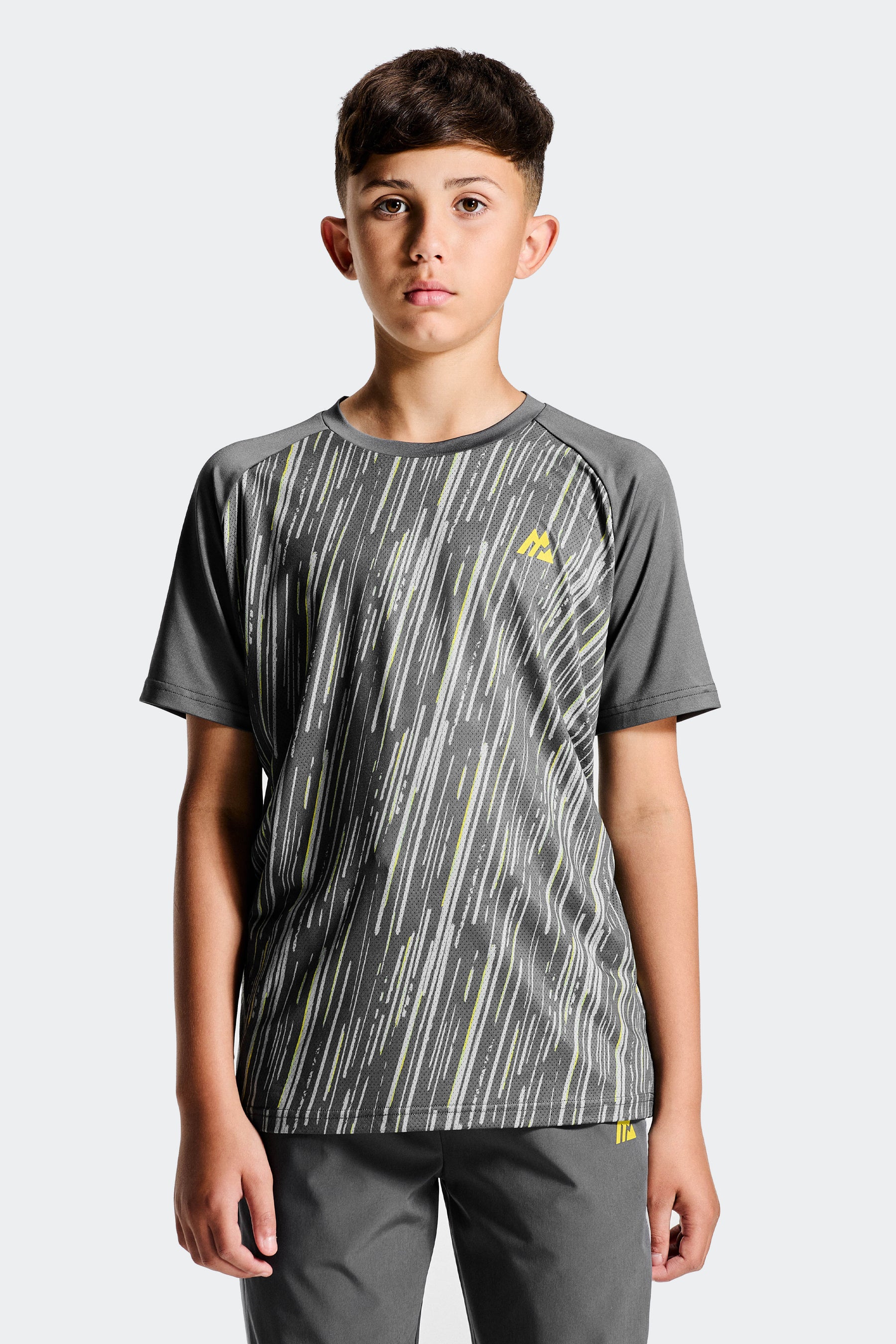Boys Vigour T-Shirt - Asphalt/Platinum Grey/Blazing Yellow