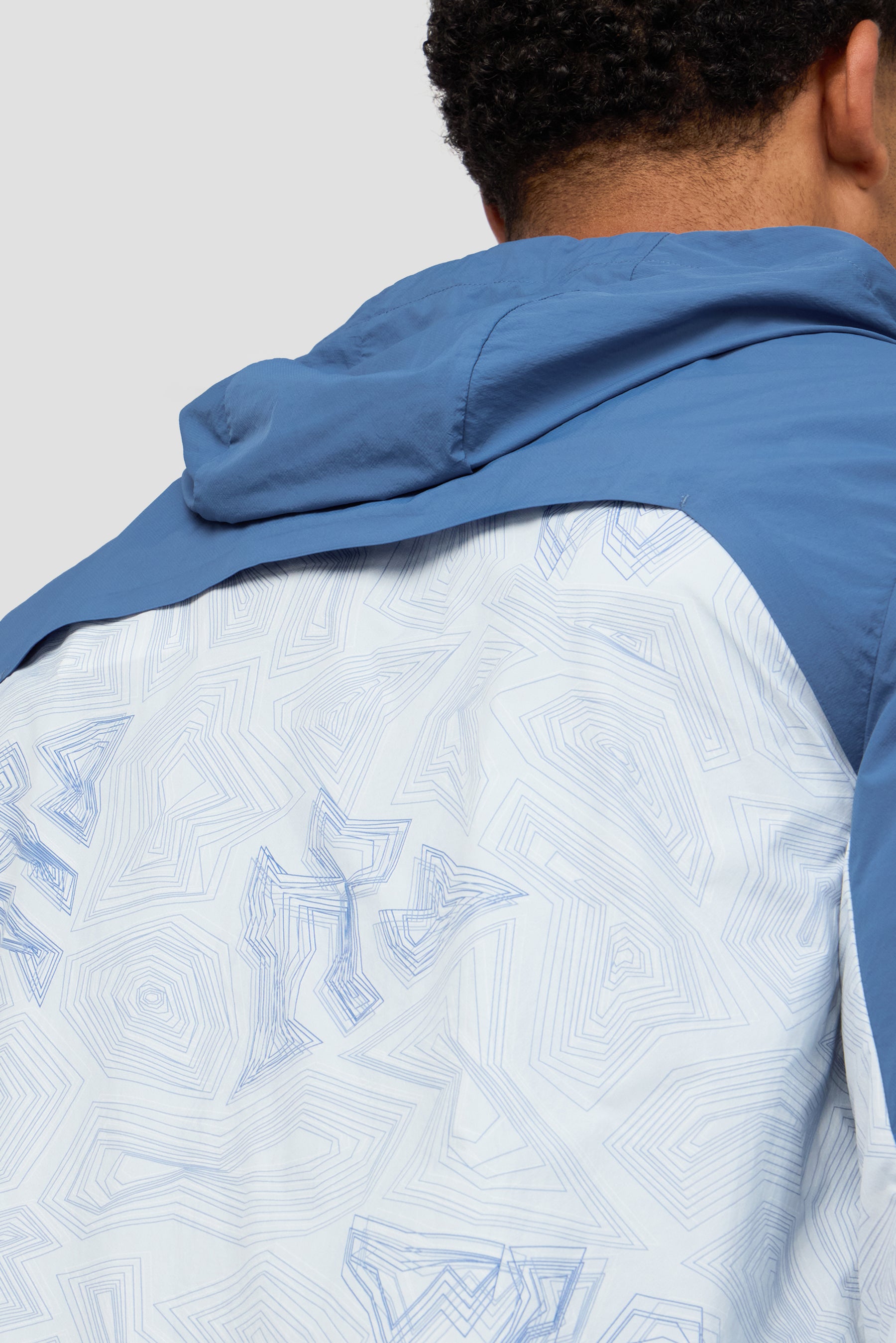 Geo M Print Windbreaker - Charcoal Blue/Summer Mist