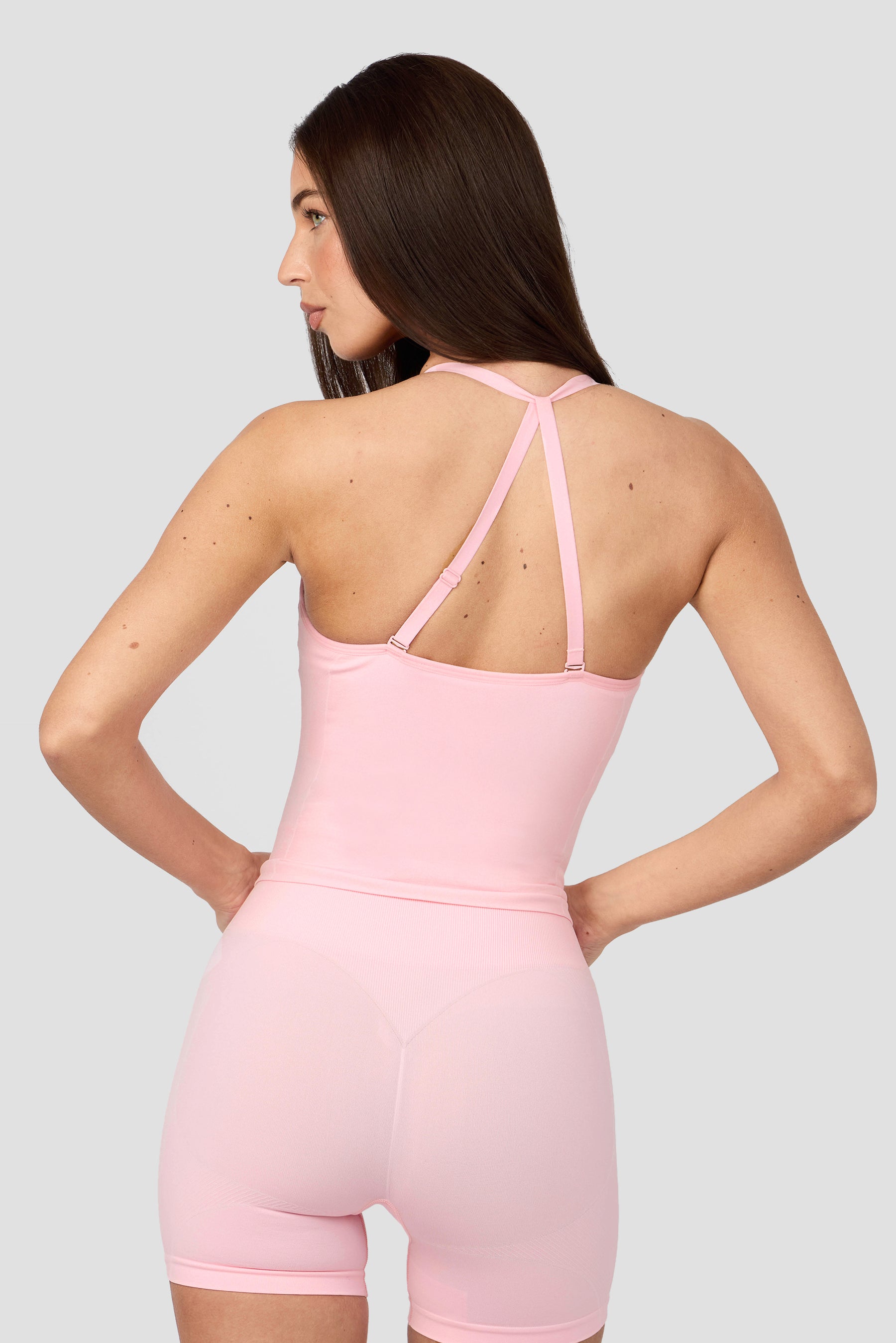 Muse Seamless Halter Neck Tank - Light Pink