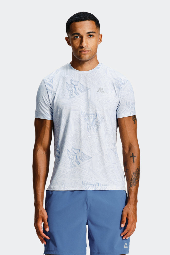 Geo M Print T-Shirt - Summer Mist/Charcoal Blue