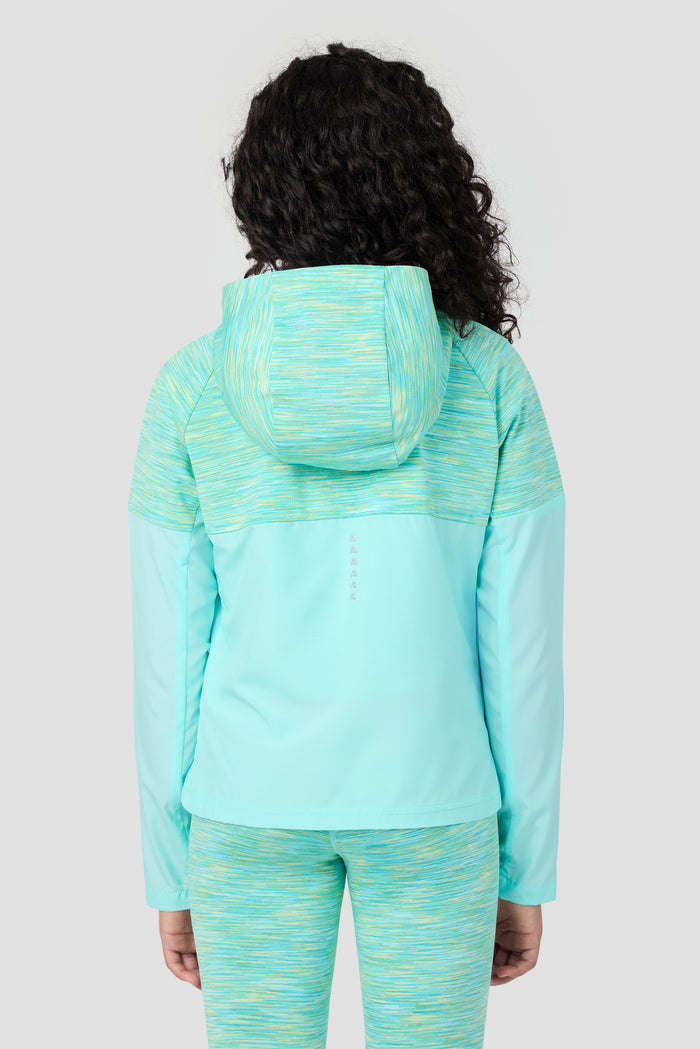 Girls Trail Windbreaker - Aqua/Citrus