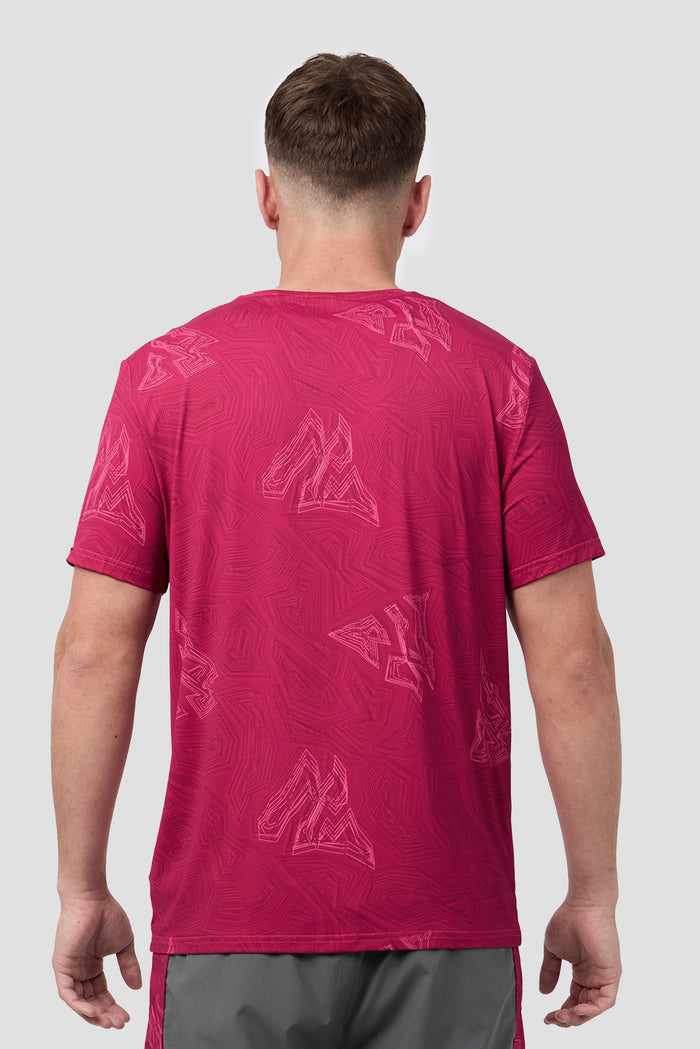 Geo M Print T-Shirt - Cherry