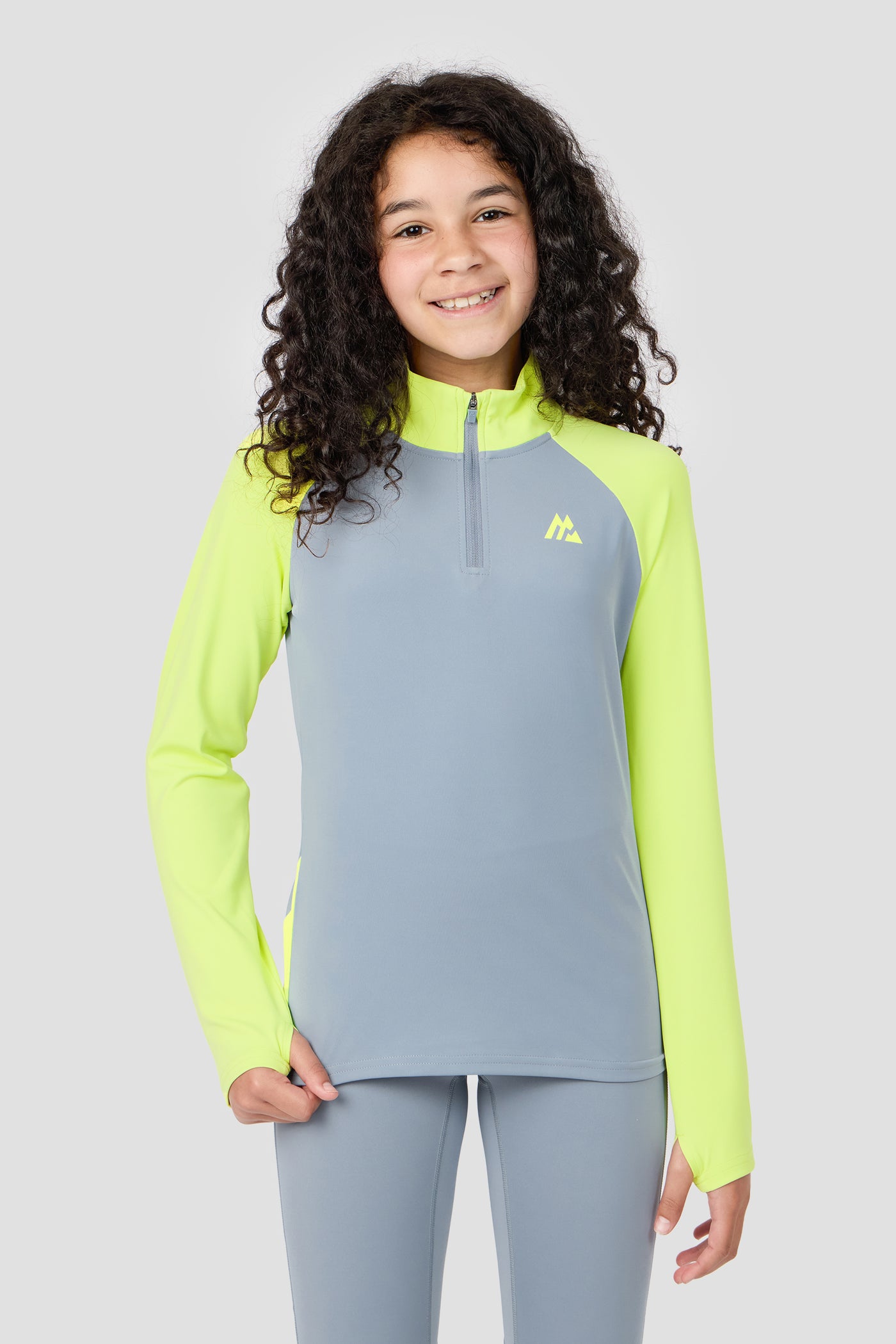 Girls Dash 1/4 Zip - Cadet Grey/Citrus