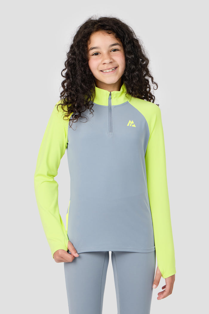 Girls Dash 1/4 Zip - Cadet Grey/Citrus
