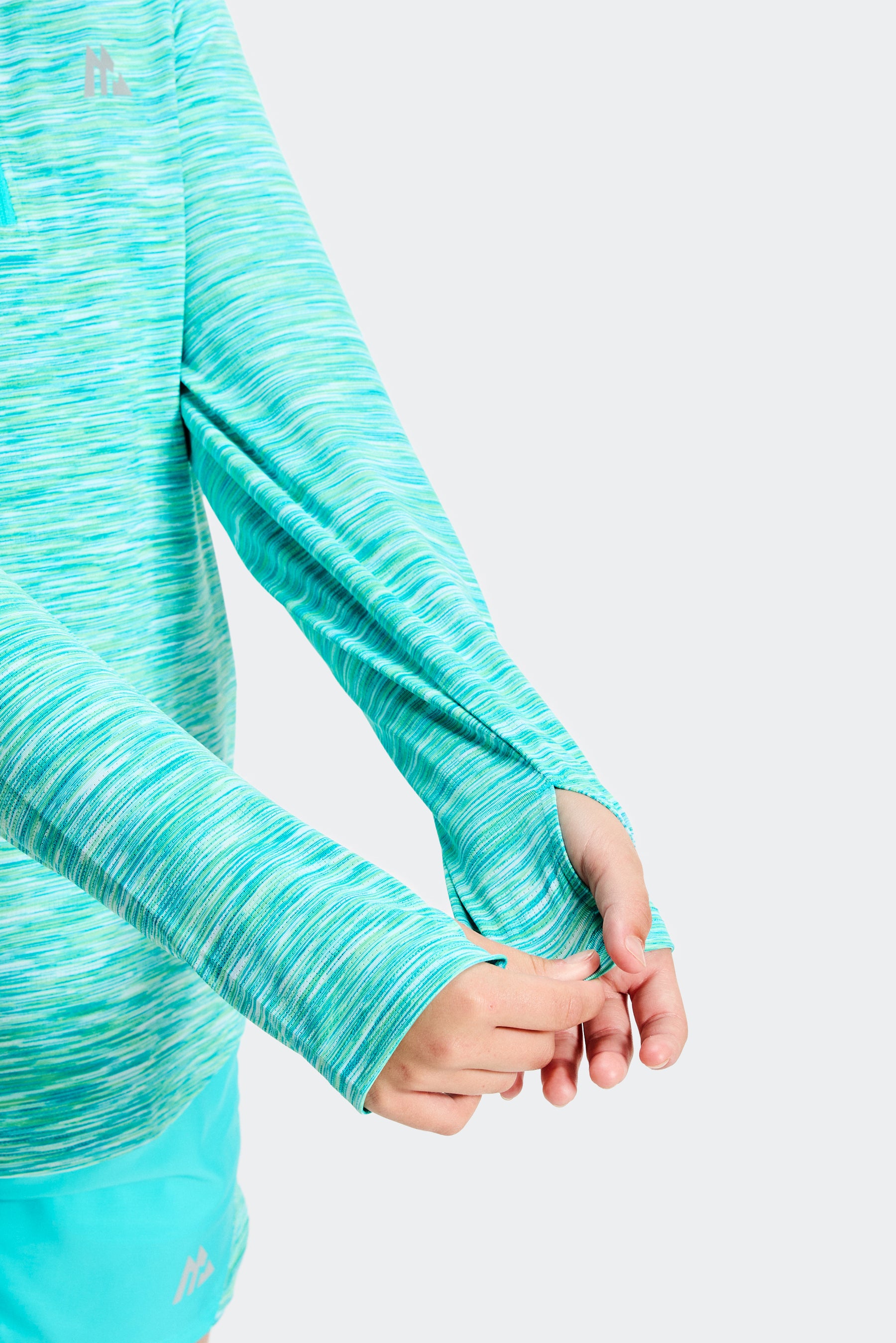 Girls Trail 1/4 Zip - Aqua Blue Multi