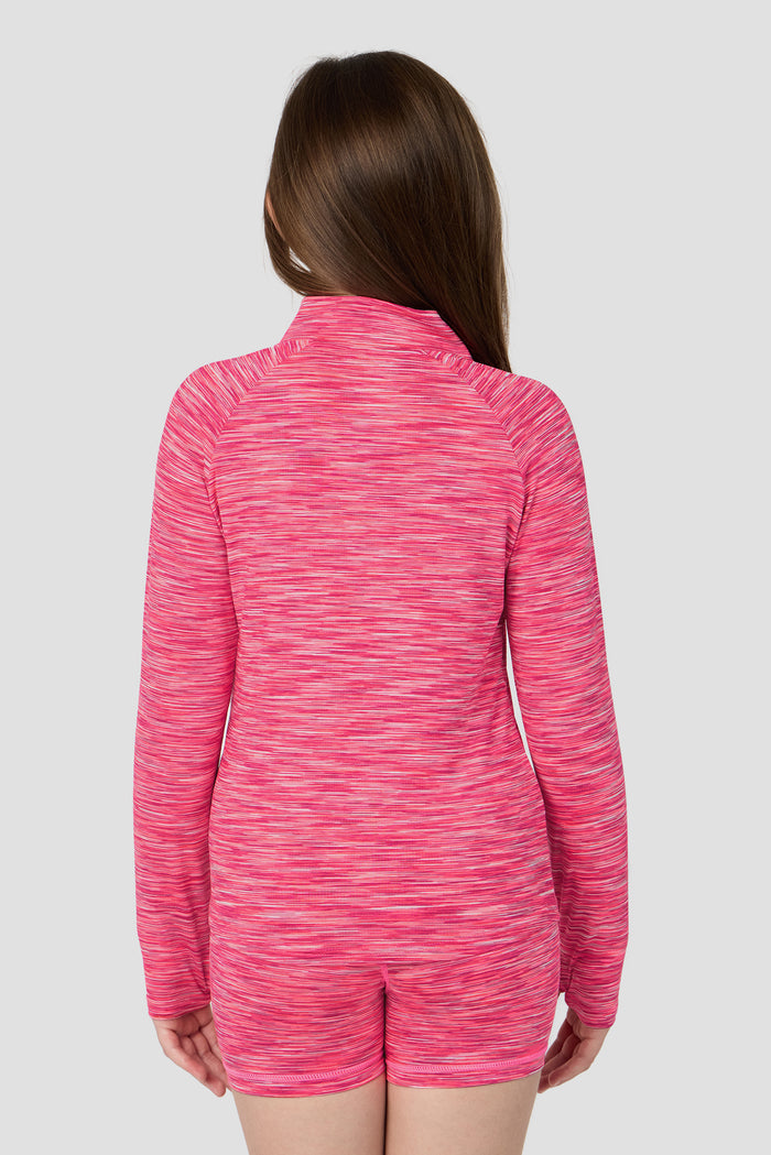 Girls Trail 1/4 Zip - Fuschia/White