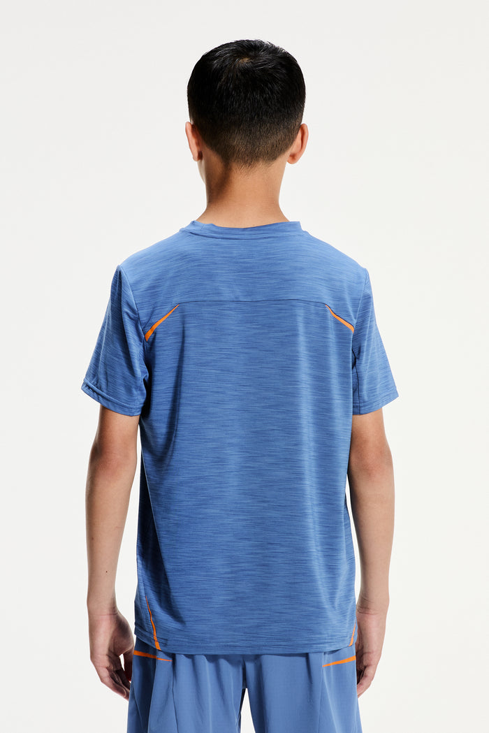 Boys Ignite T-Shirt - Charcoal Blue/Tangerine Glow