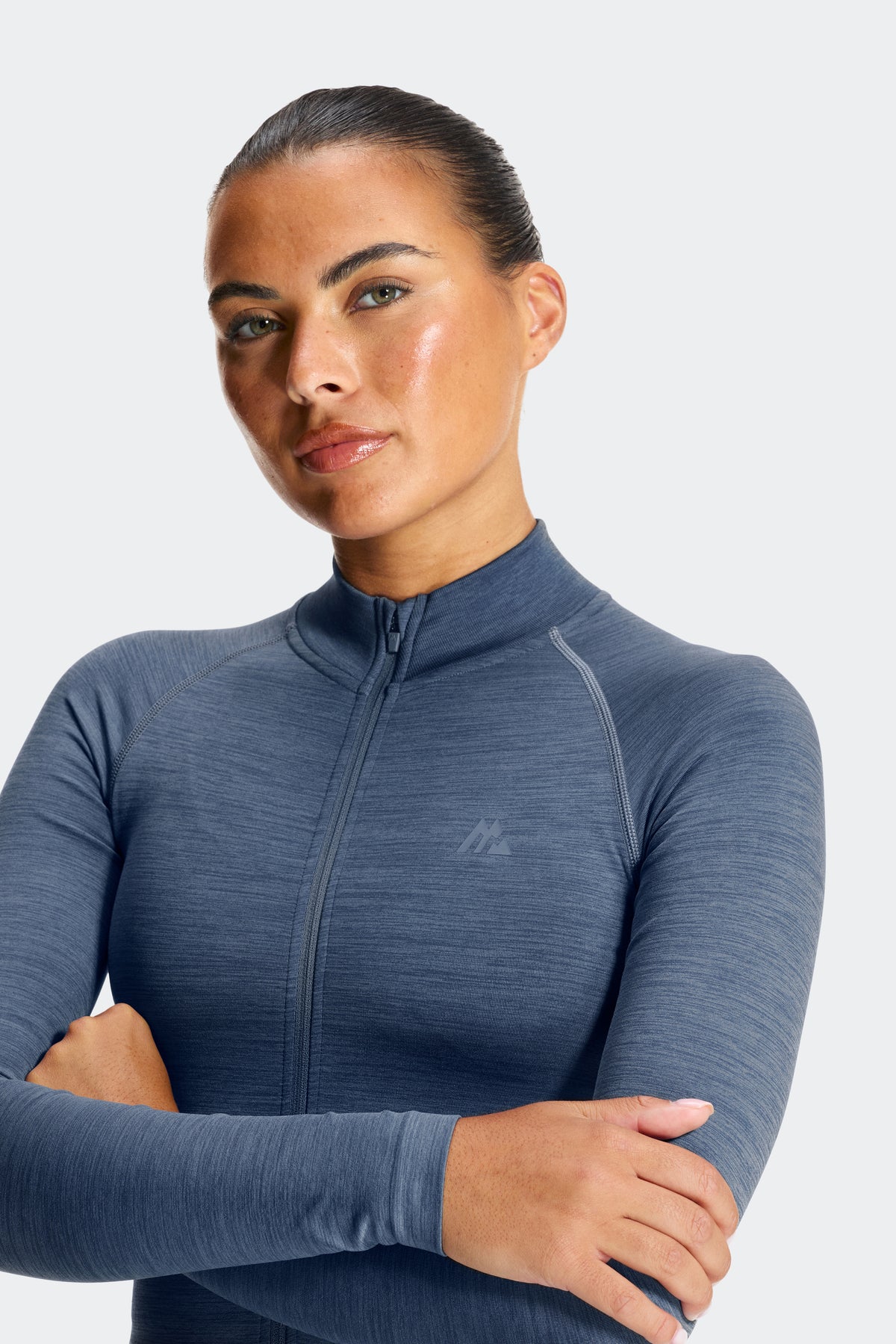 Trail Seamless Full Zip - Greyed Indigo Marl