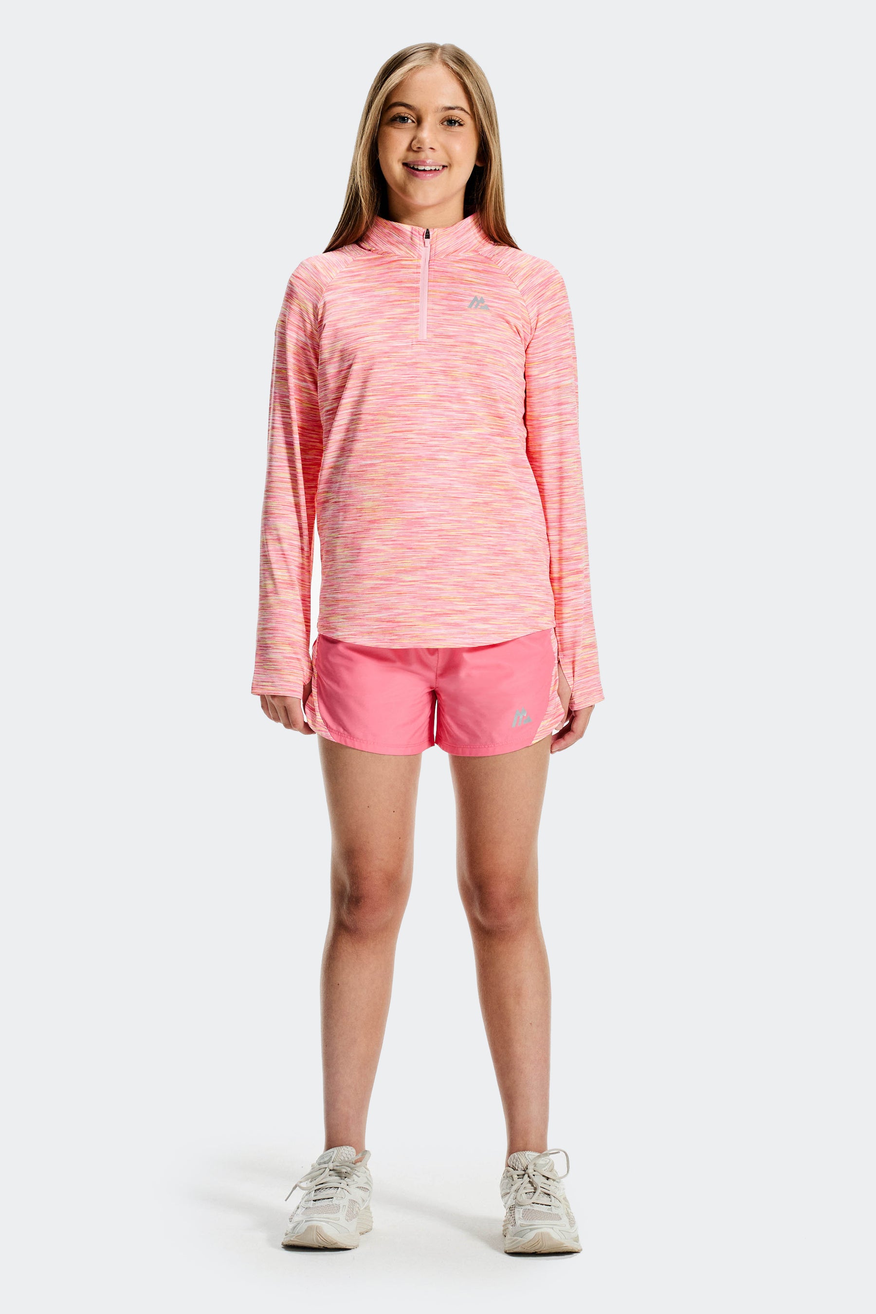 Girls Trail 1/4 Zip - Pink/White/Yellow