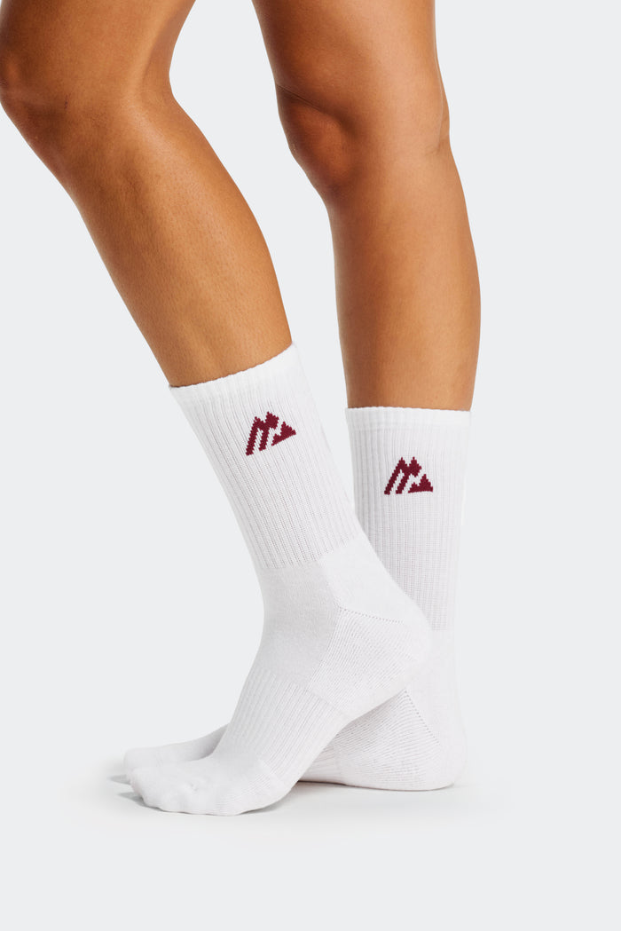 Crew Sock 3 Pack - White/Merlot