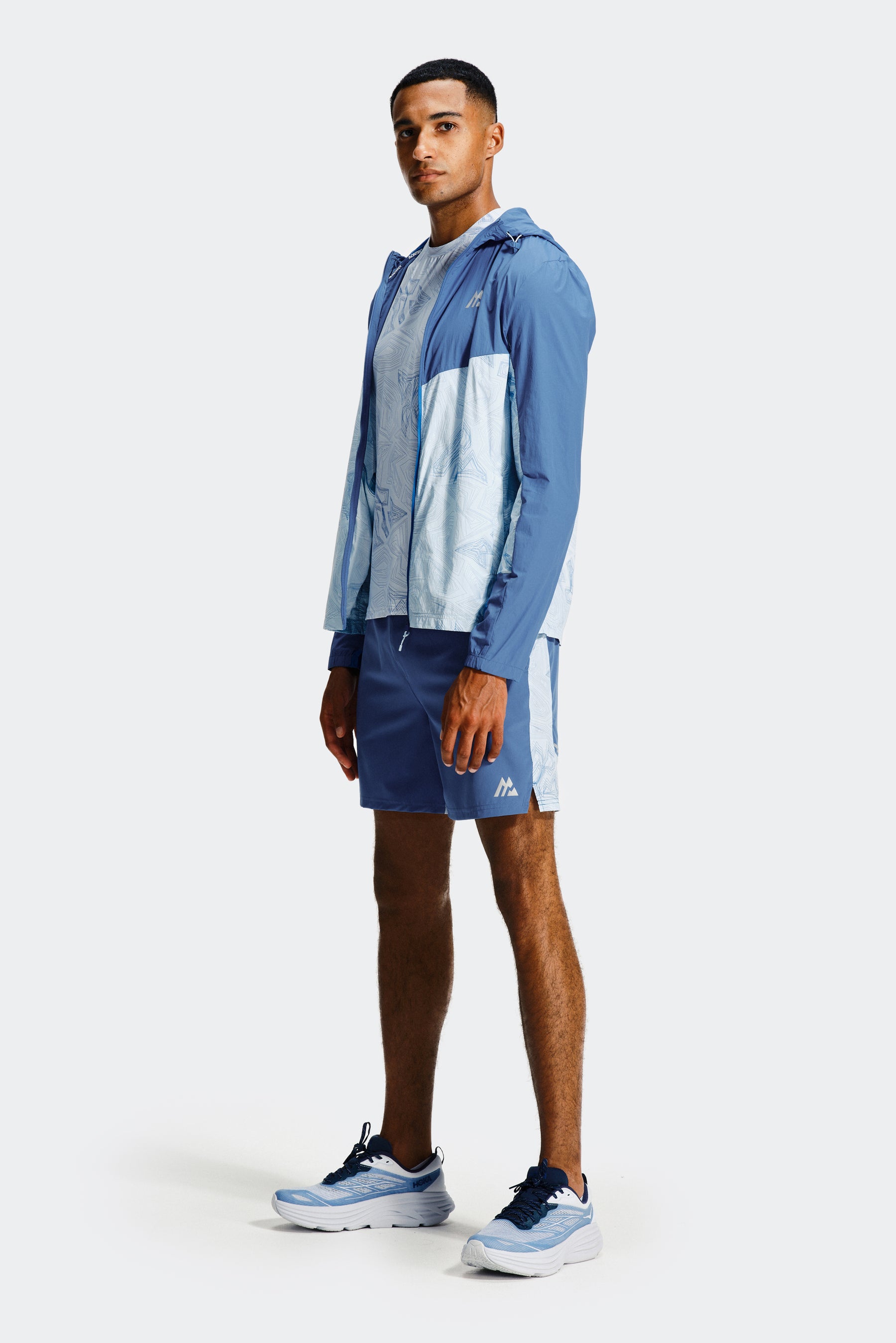 Geo M Print T-Shirt - Summer Mist/Charcoal Blue