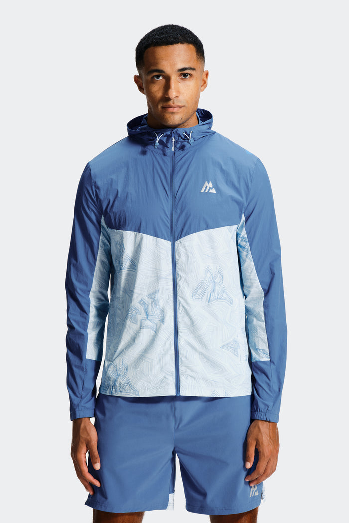 Geo M Print Windbreaker - Charcoal Blue/Summer Mist