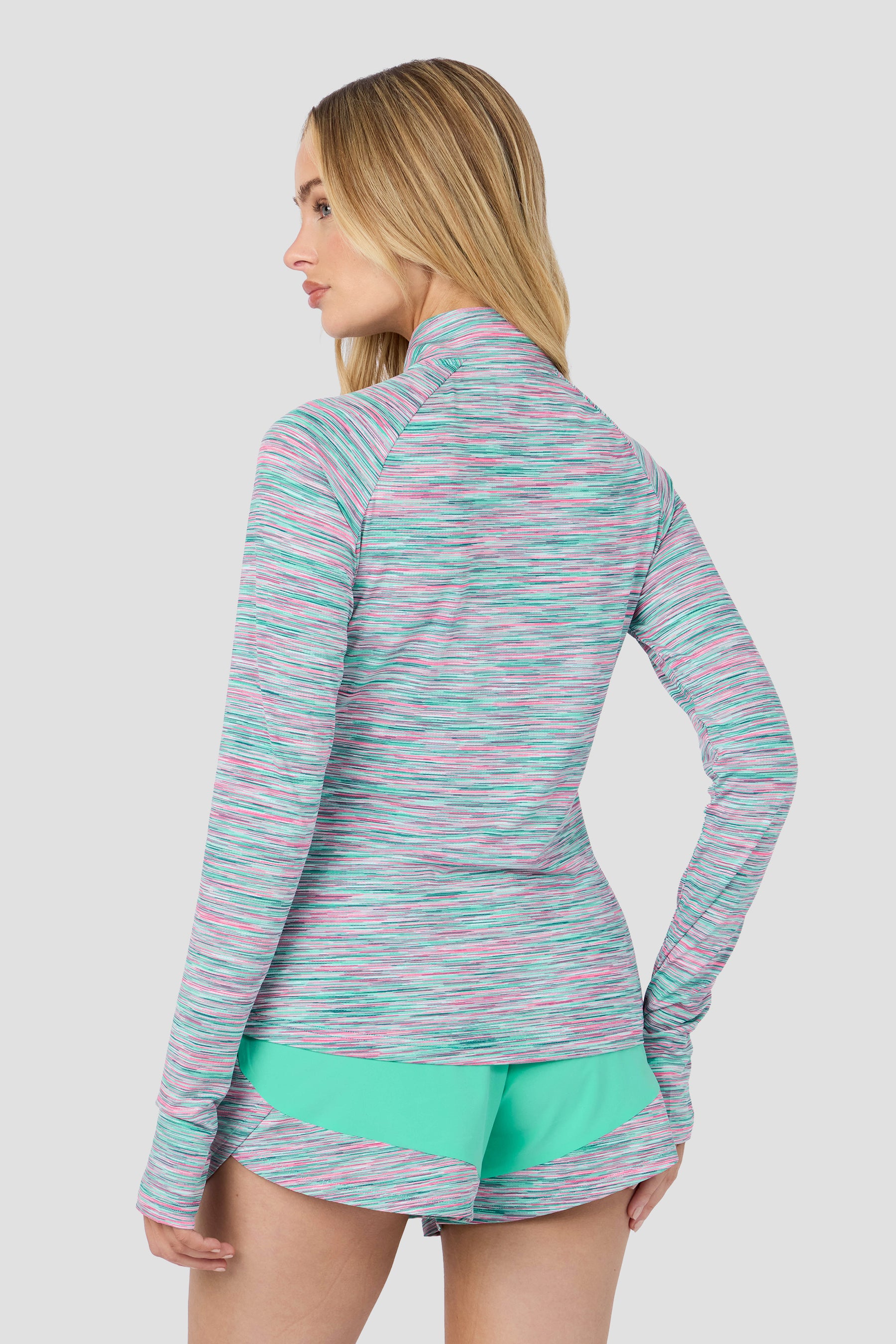 Women's Trail 1/4 Zip - Teal/Pink/White