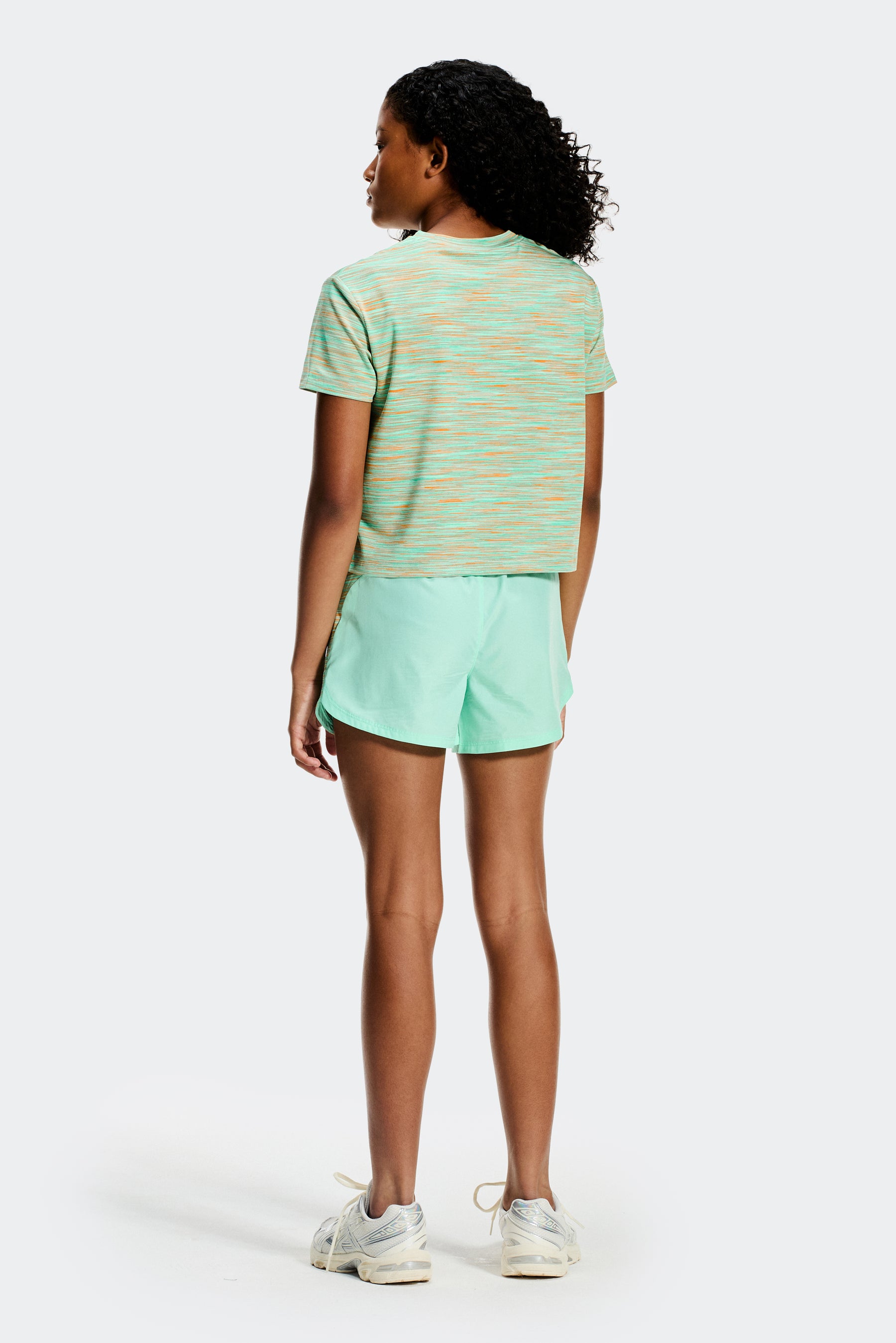 Girls Trail Panel Short - Green/Teal/Peach