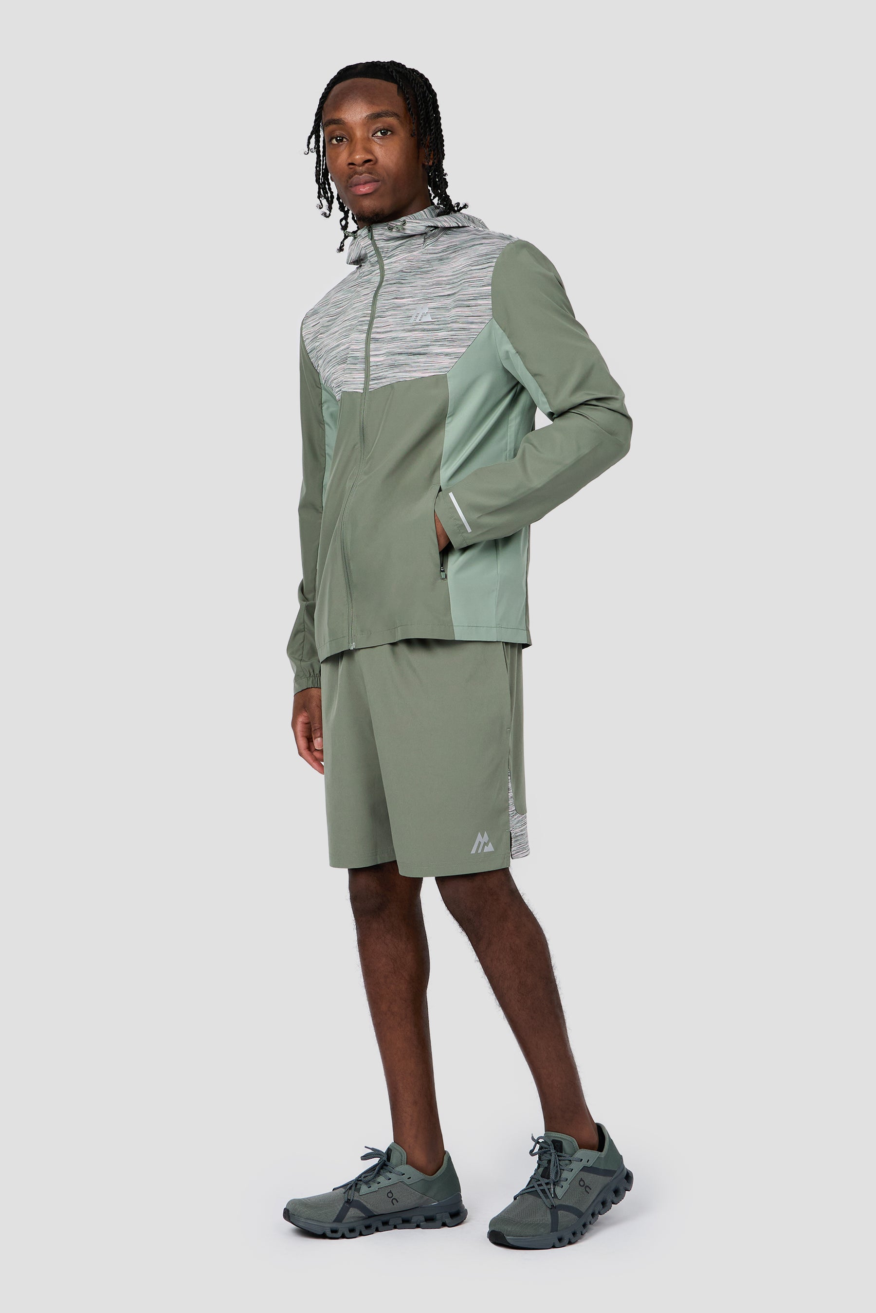 Trail Panel Short - Green Slate/Pink
