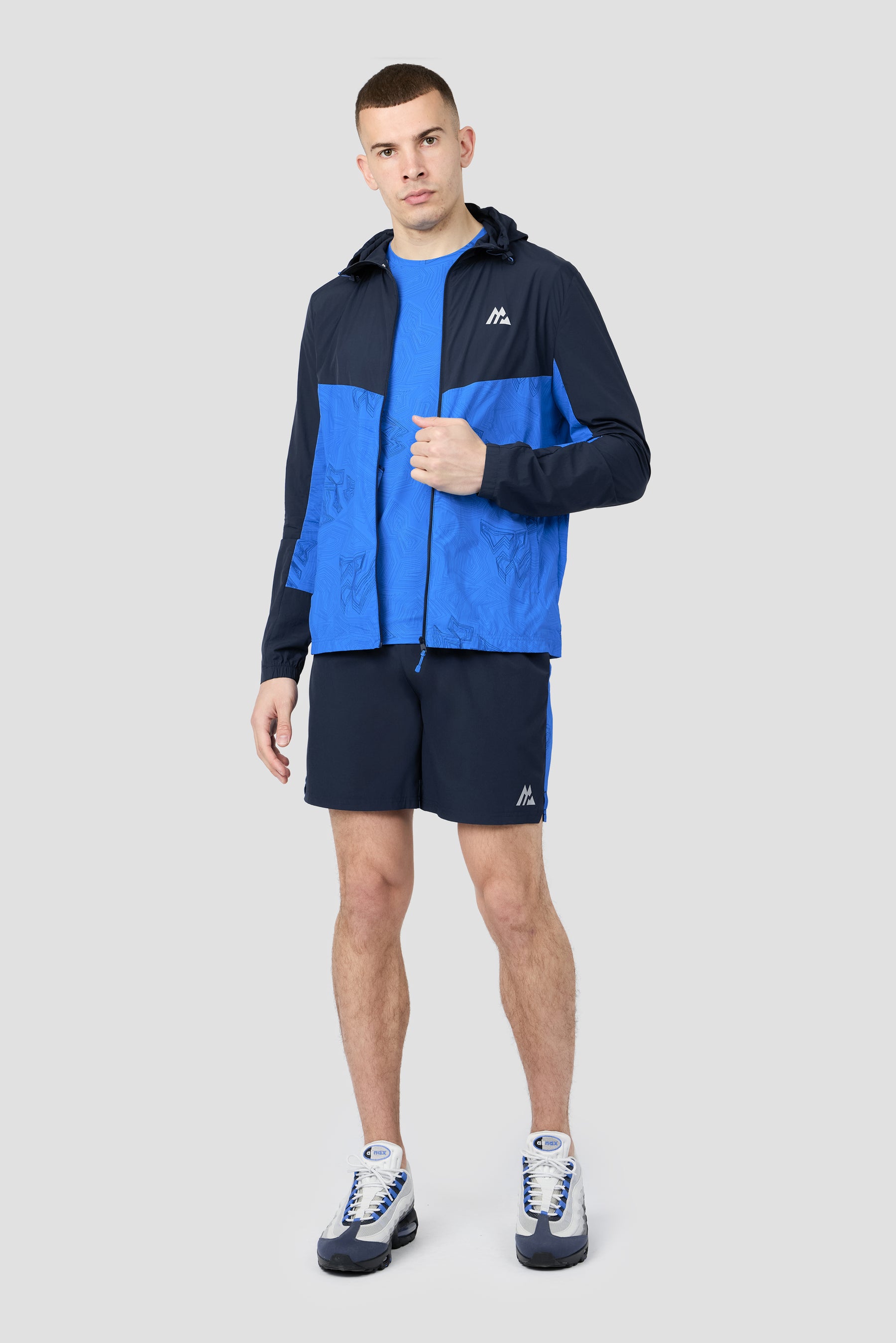 Geo M Print Windbreaker - Midnight Blue/Celestial Blue
