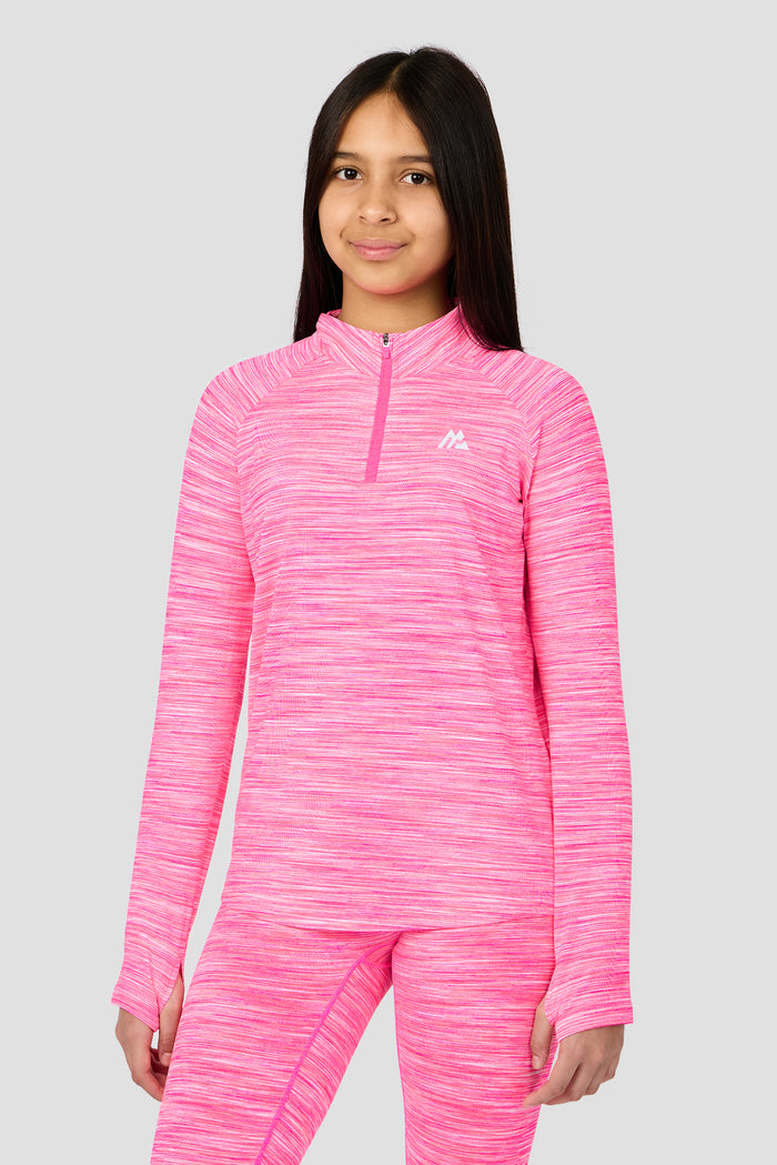 Girls Trail 2.0 1/4 Zip - Neon Pink Multi/White