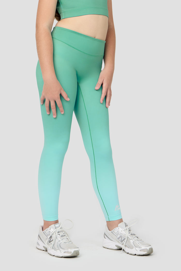 Girls Glow Legging - Mineral Green/Arctic Blue