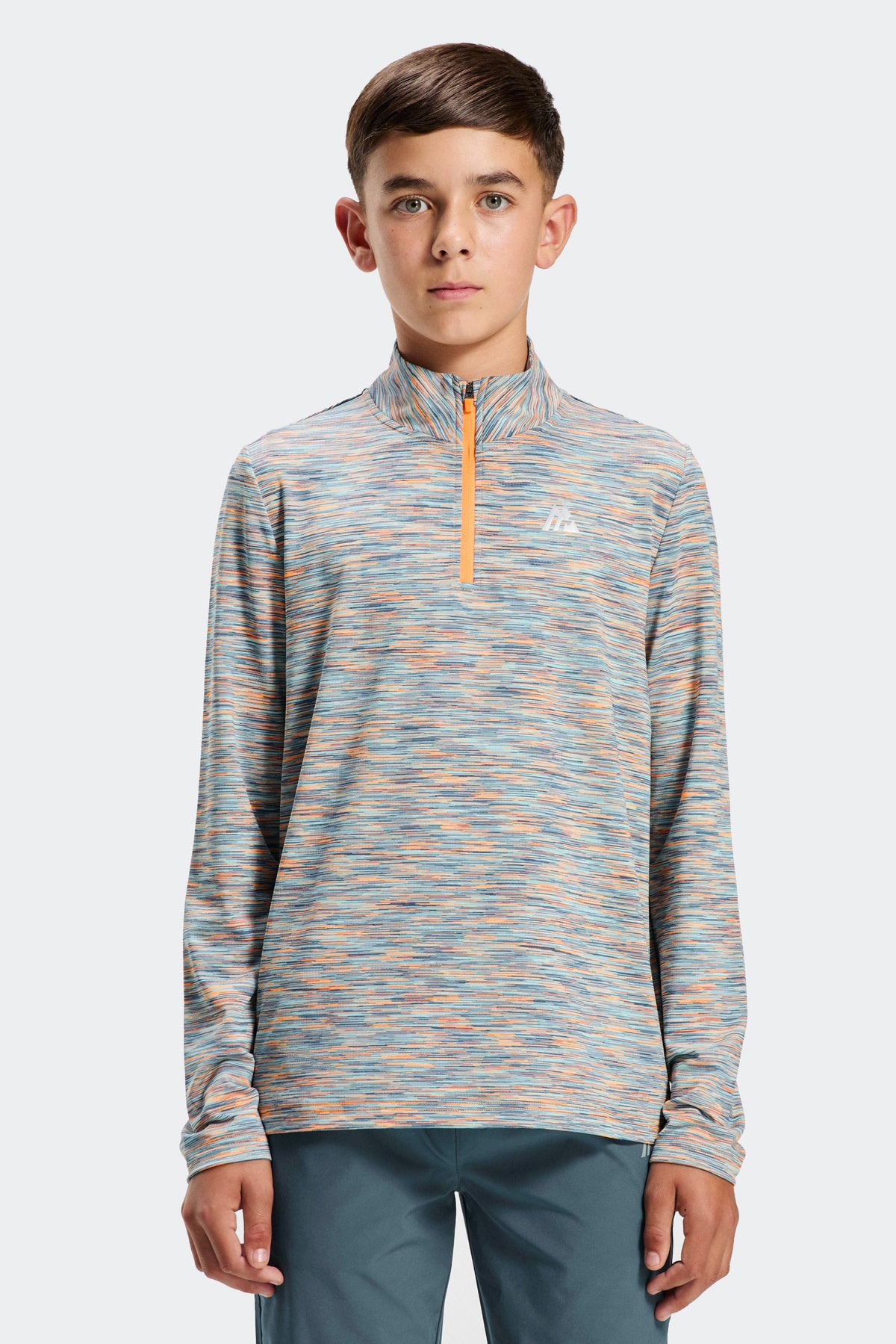 Boys Trail 1/4 Zip - Blue/Green/Orange