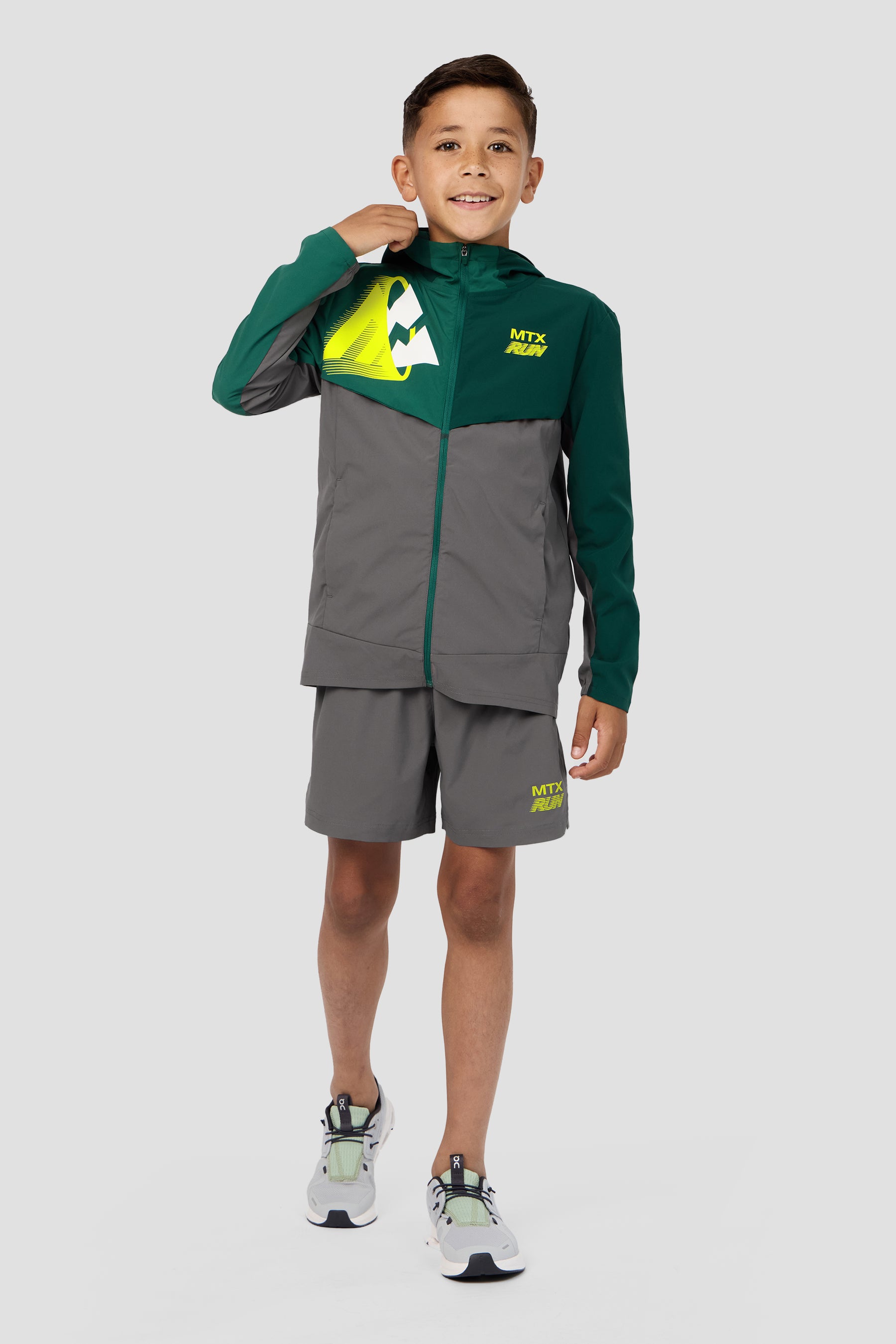 Boys MTX Run Jacket - Cement Grey/Evergreen/Sherwood