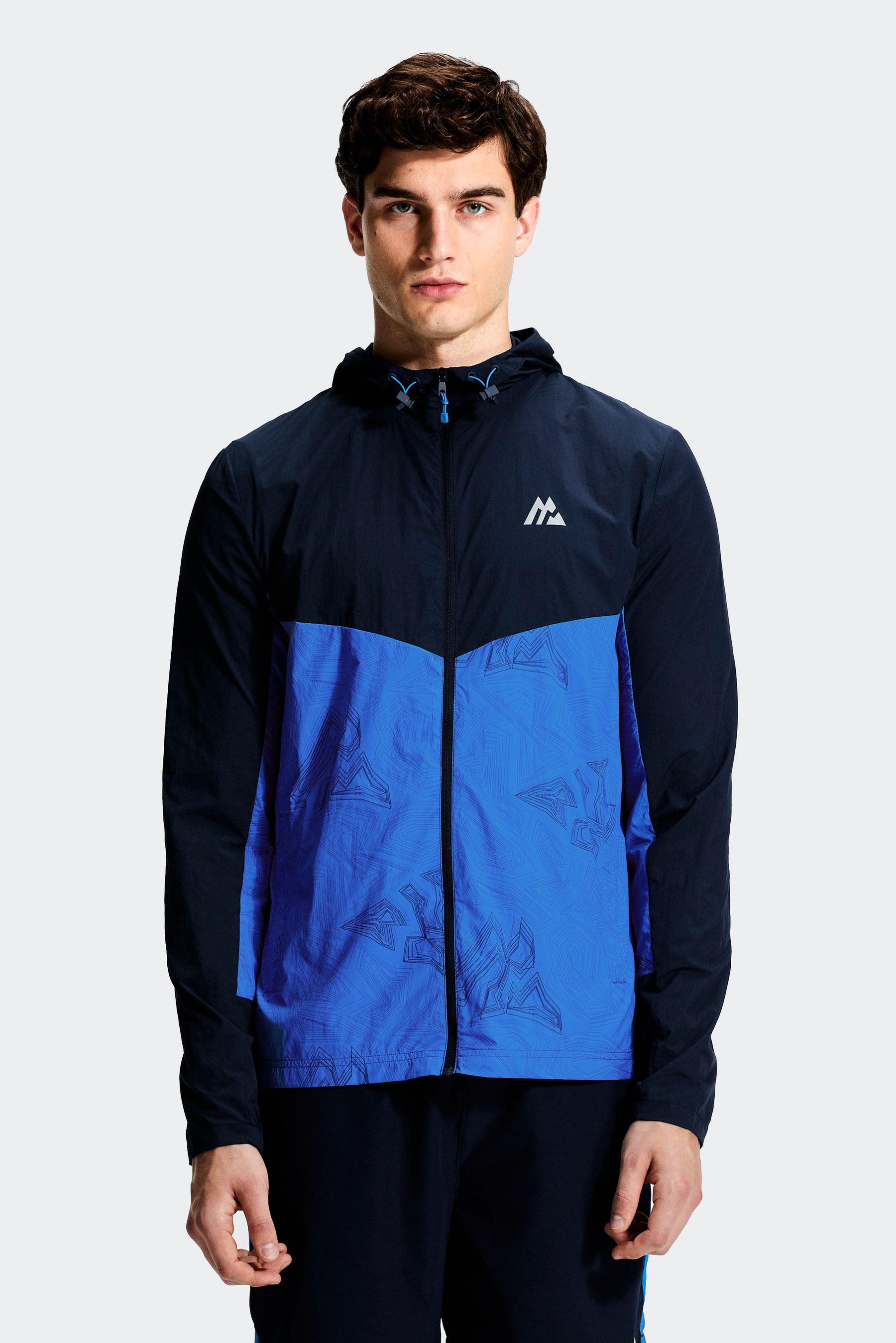 Geo M Print Windbreaker - Midnight Blue/Celestial Blue