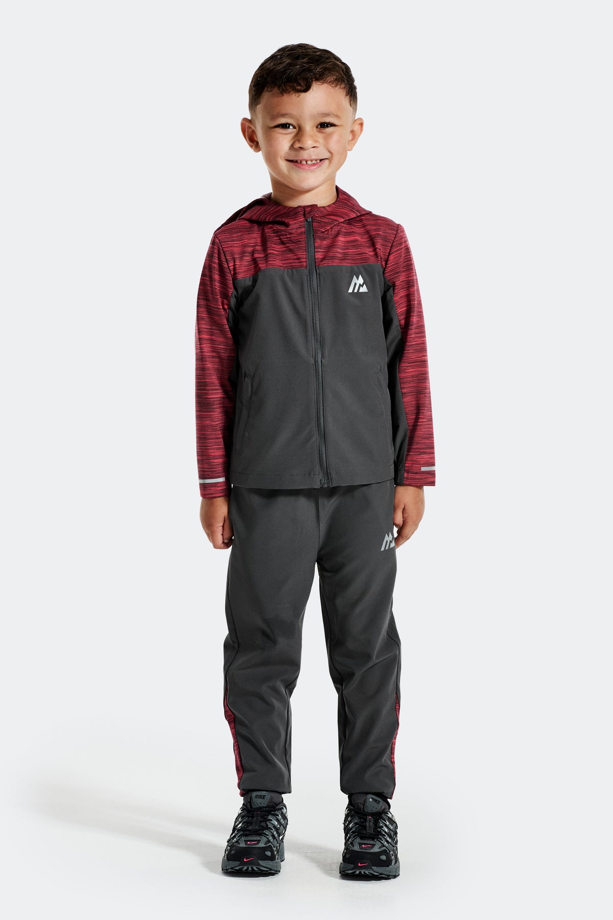 Infant Boys Trail Windbreaker/Pant Set - Grey/Burgundy