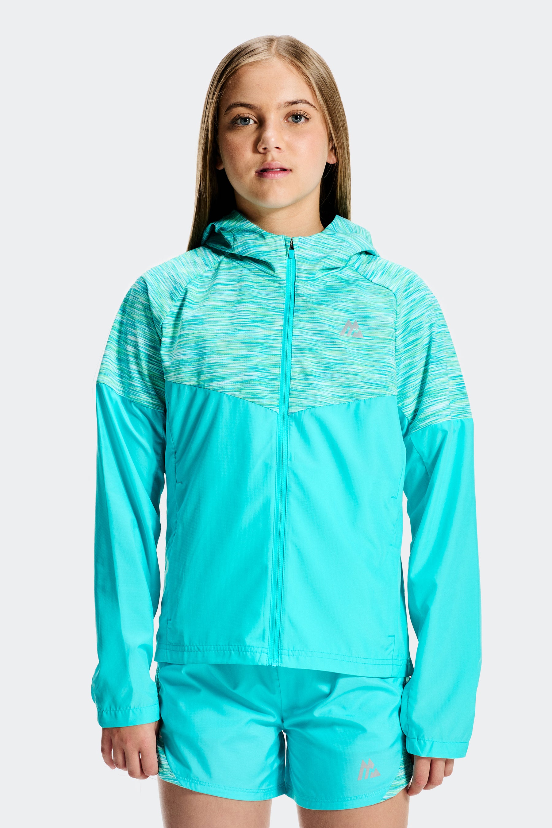 Girls Trail Windbreaker - Aqua Blue Multi
