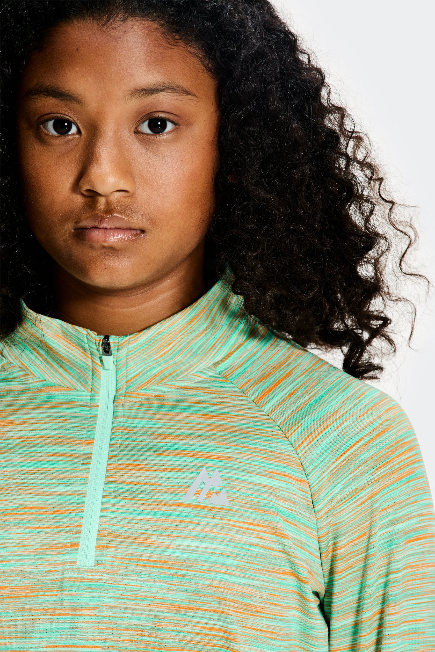 Girls Trail 1/4 Zip - Green/Teal/Peach