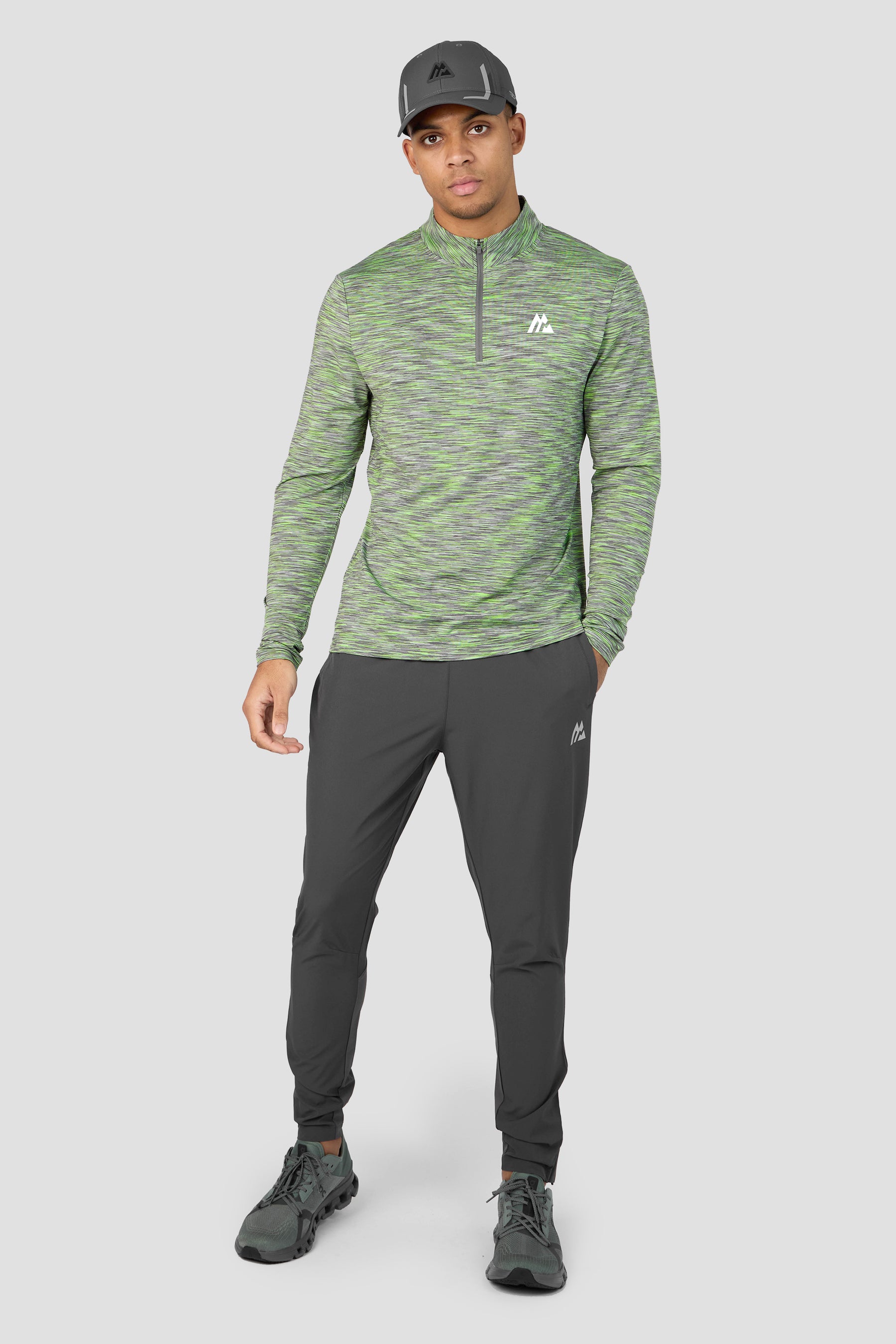 Trail 1/4 Zip - Grey/Neon Green