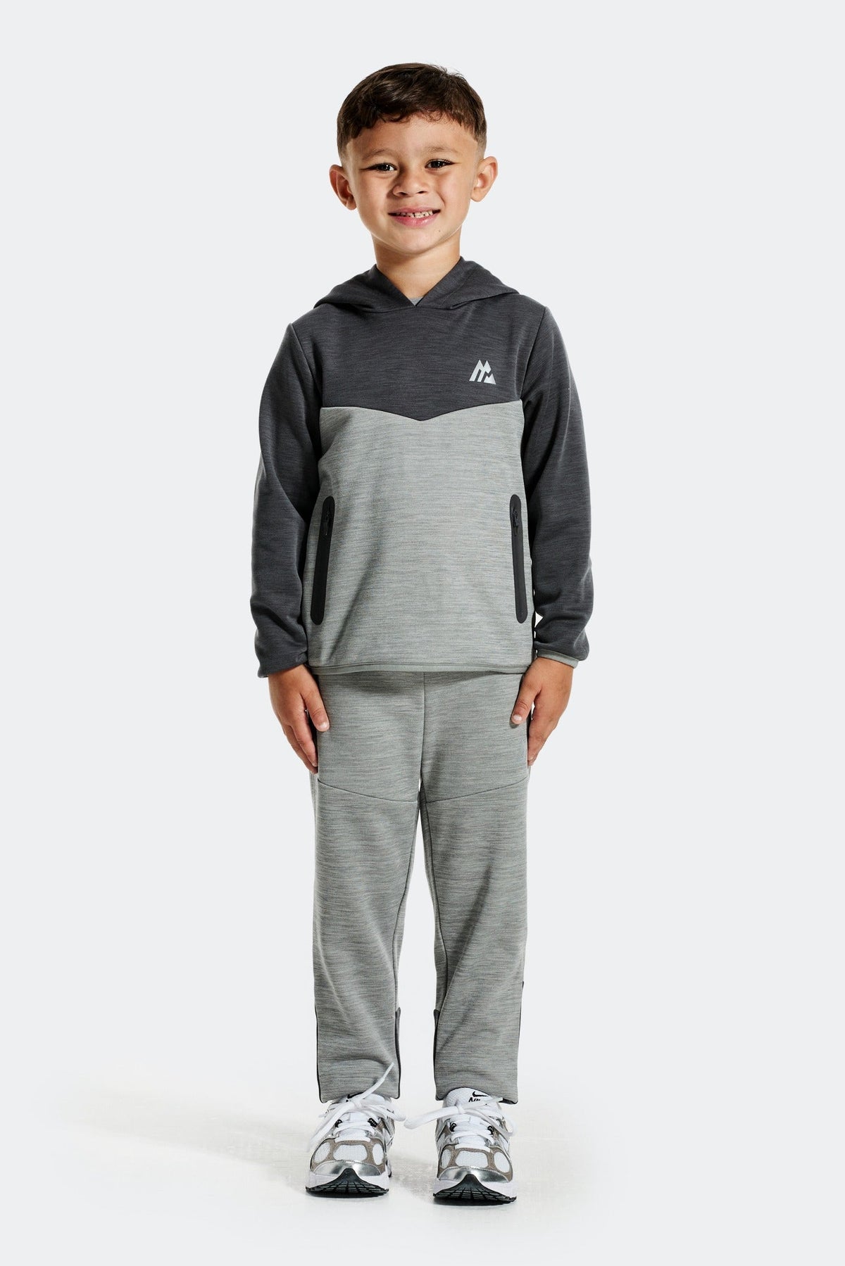 Infant Boys Align Hood/Jogger Set - Platinum Grey Marl/Asphalt Marl