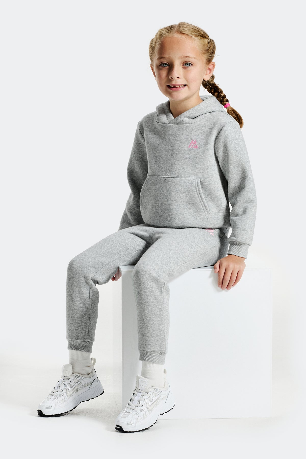 Infant Girls Joy Hood/Jogger Set - Grey Marl/Candy Floss