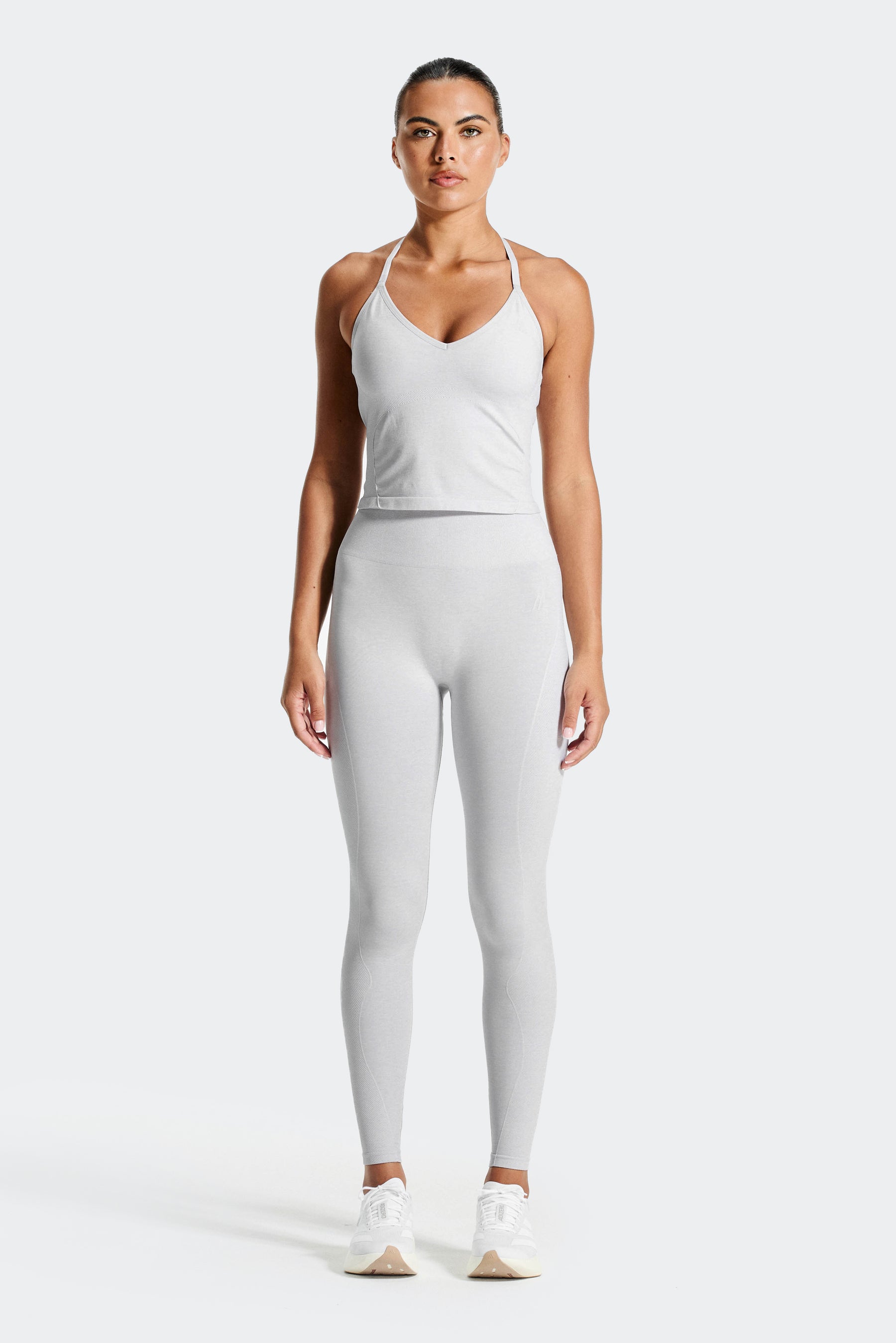 Muse Seamless Halter Neck Tank - Grey Marl