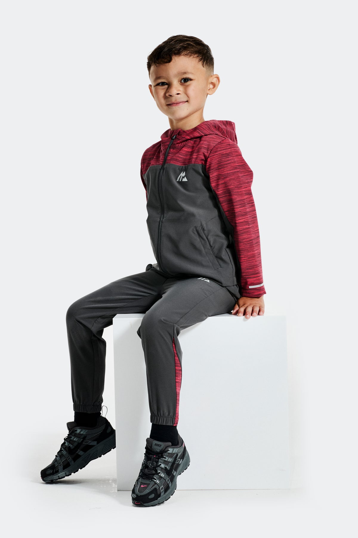 Infant Boys Trail Windbreaker/Pant Set - Grey/Burgundy