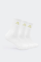 Women's Crew Sock 3 Pack - White/Lemon