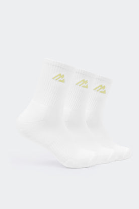 Women's Crew Sock 3 Pack - White/Lemon