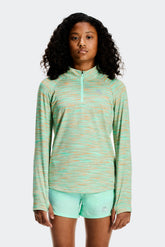 Girls Trail 1/4 Zip - Green/Teal/Peach