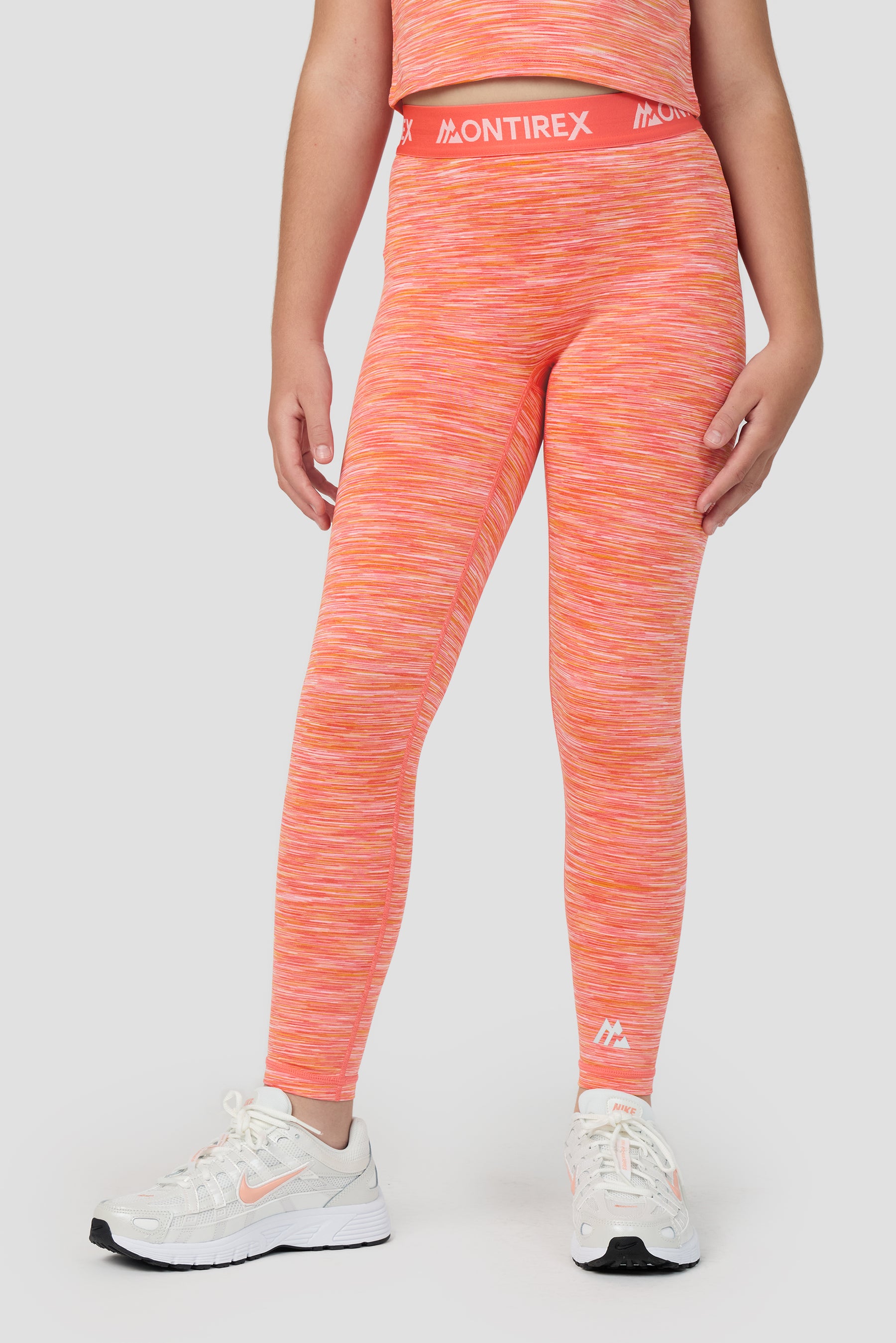 Girls Trail Icon Leggings - Orange/Pink