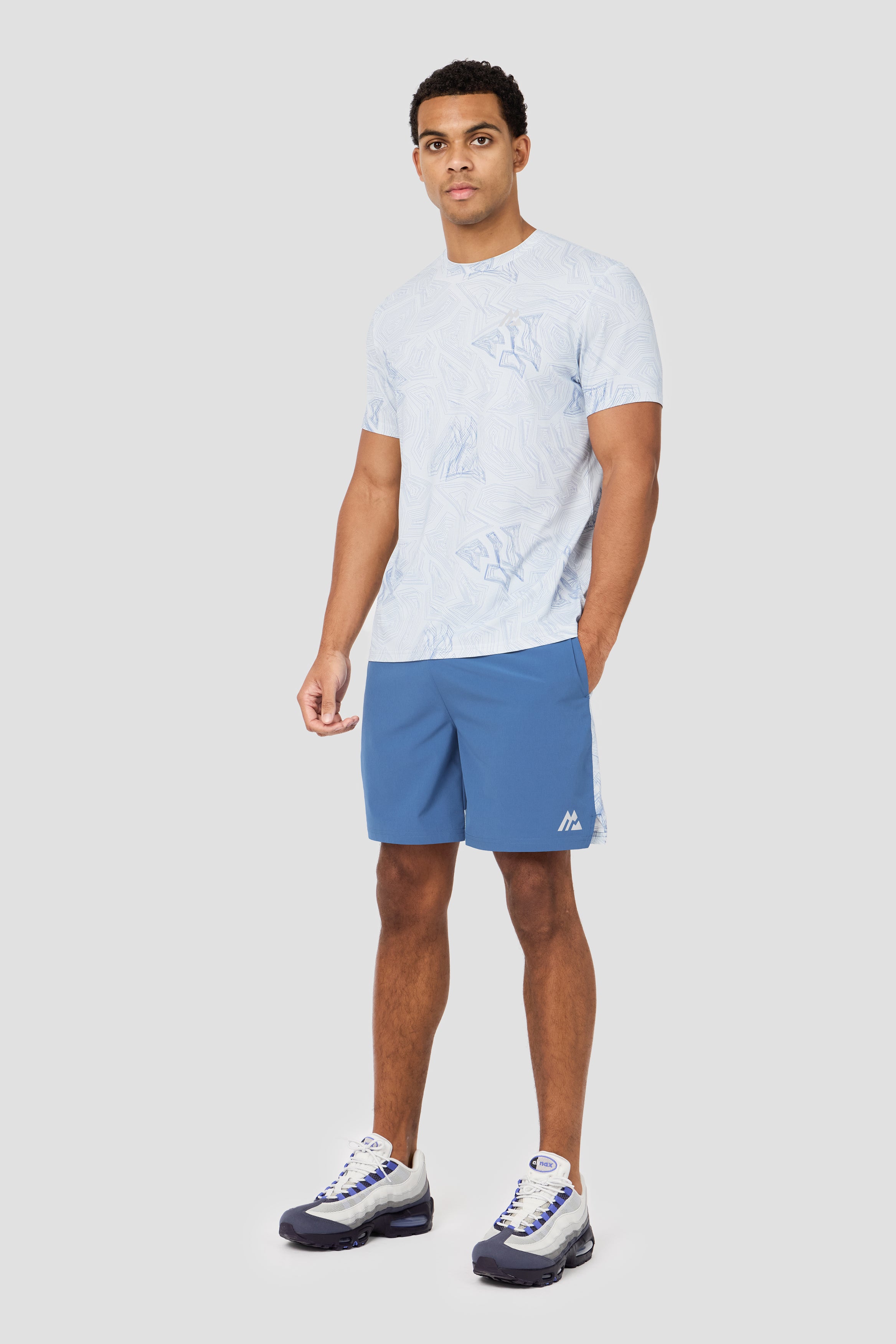 Geo M Print Short - Charcoal Blue | Montirex Sportswear Gymwear
