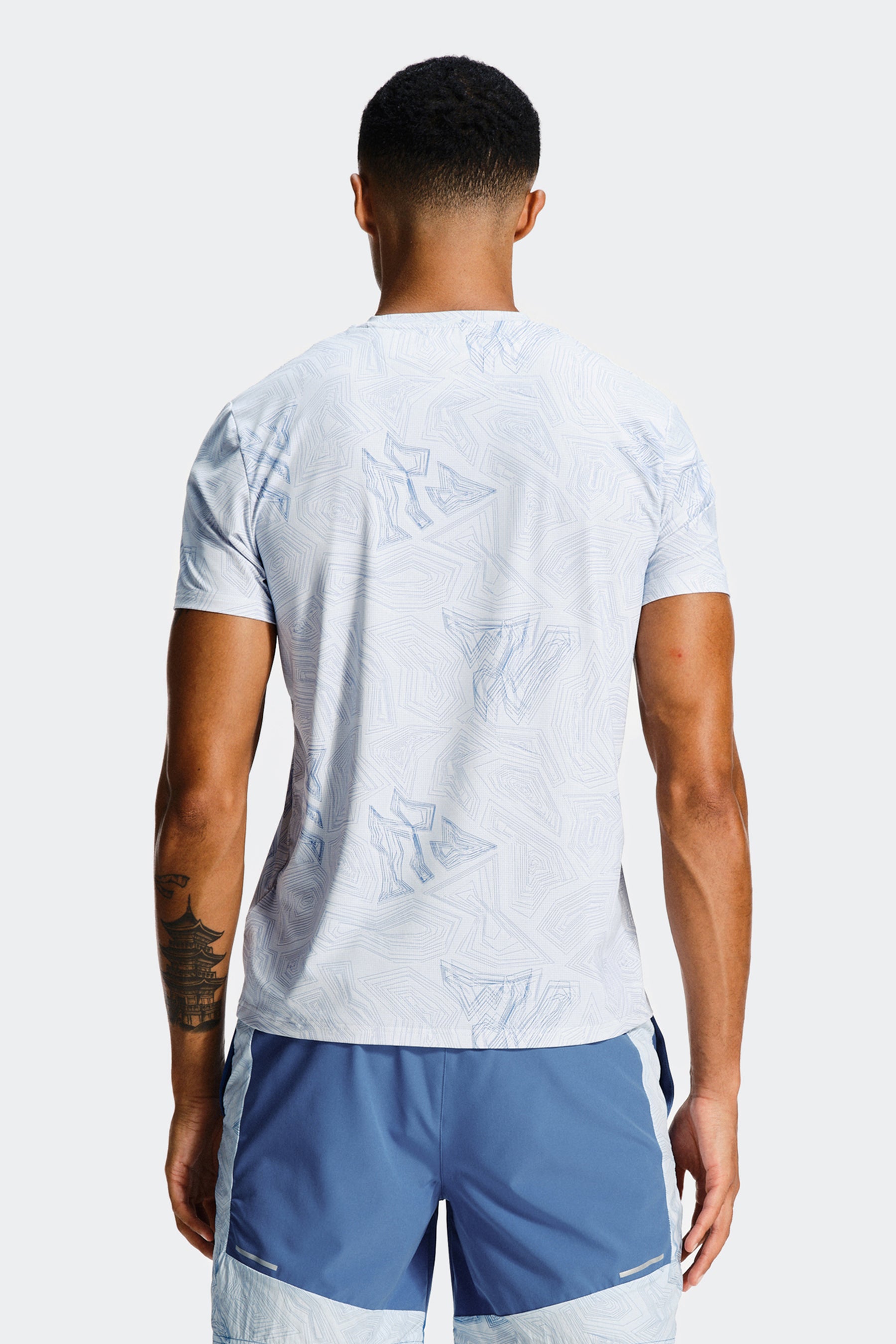 Geo M Print T-Shirt - Summer Mist/Charcoal Blue