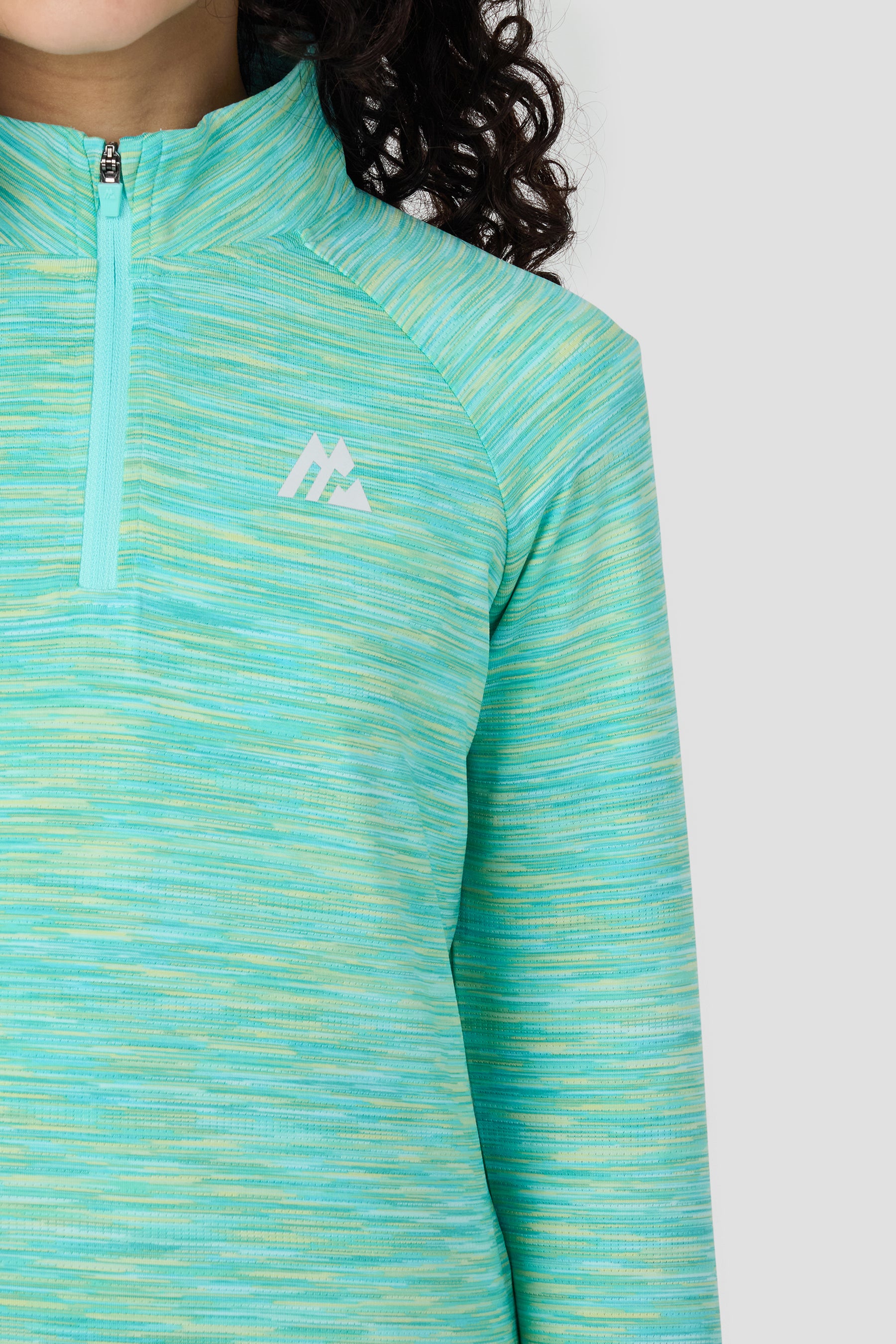 Girls Trail 1/4 Zip - Aqua/Citrus