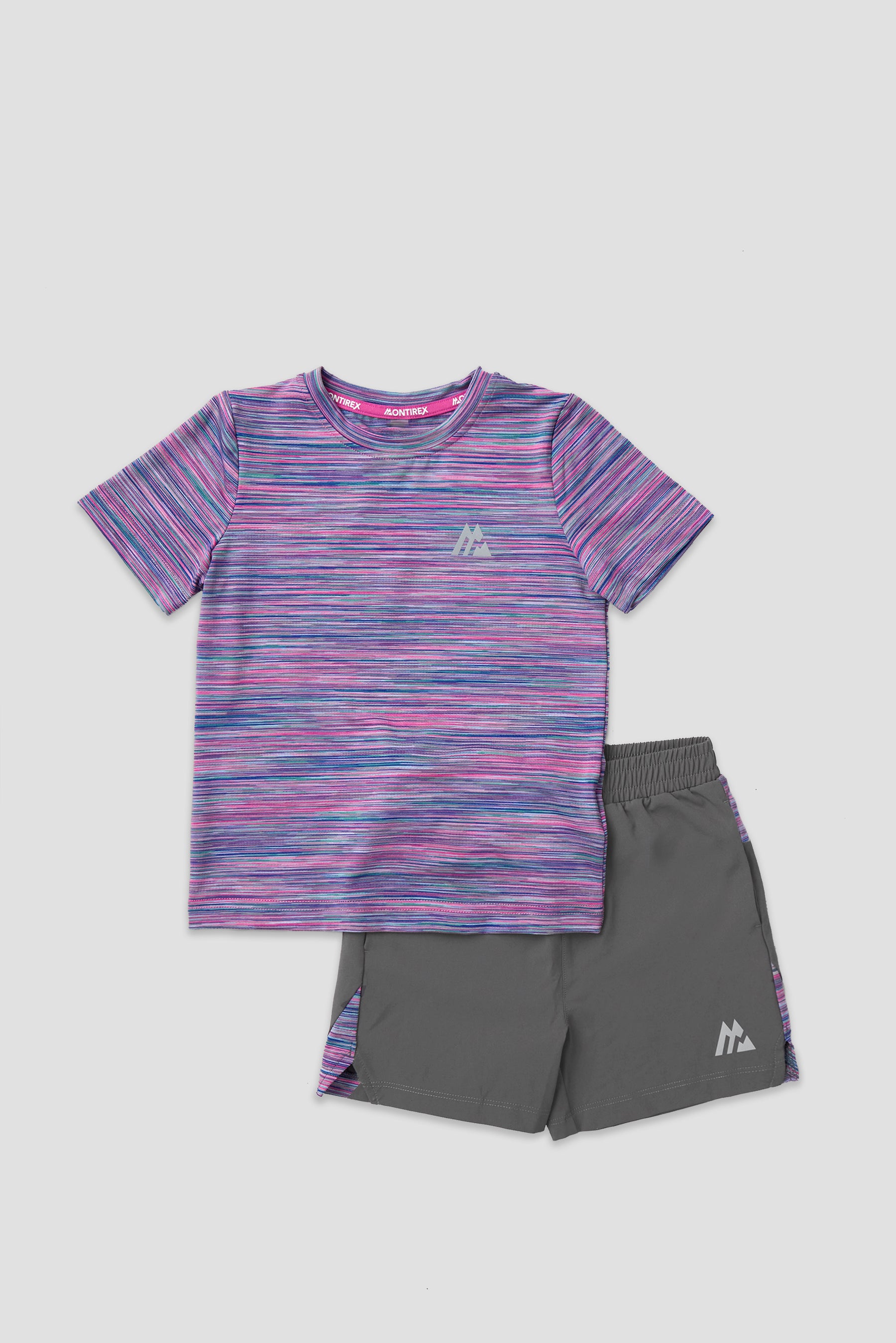 Infant Boys Trail T-Shirt/Short Set - Grey/Pink/Purple/Blue